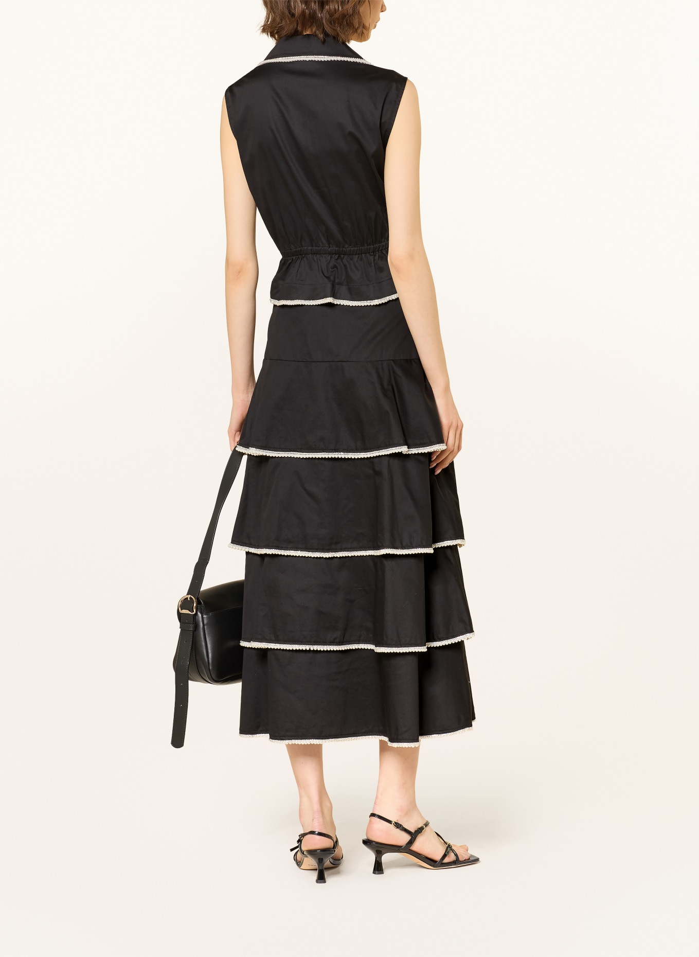 SANDRO Rock mit Schmuckperlen und Schmucksteinen: SCHWARZ / WEISS