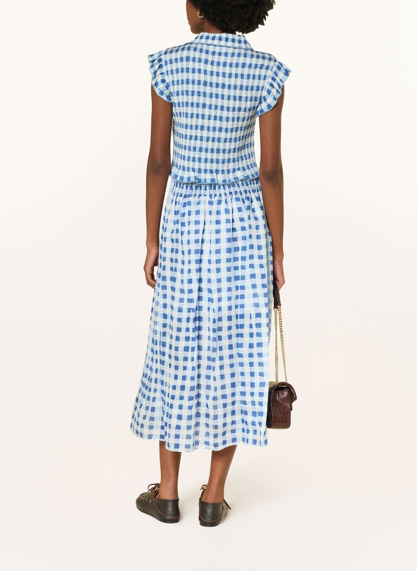 SANDRO Leinenrock: BLAU / WEISS