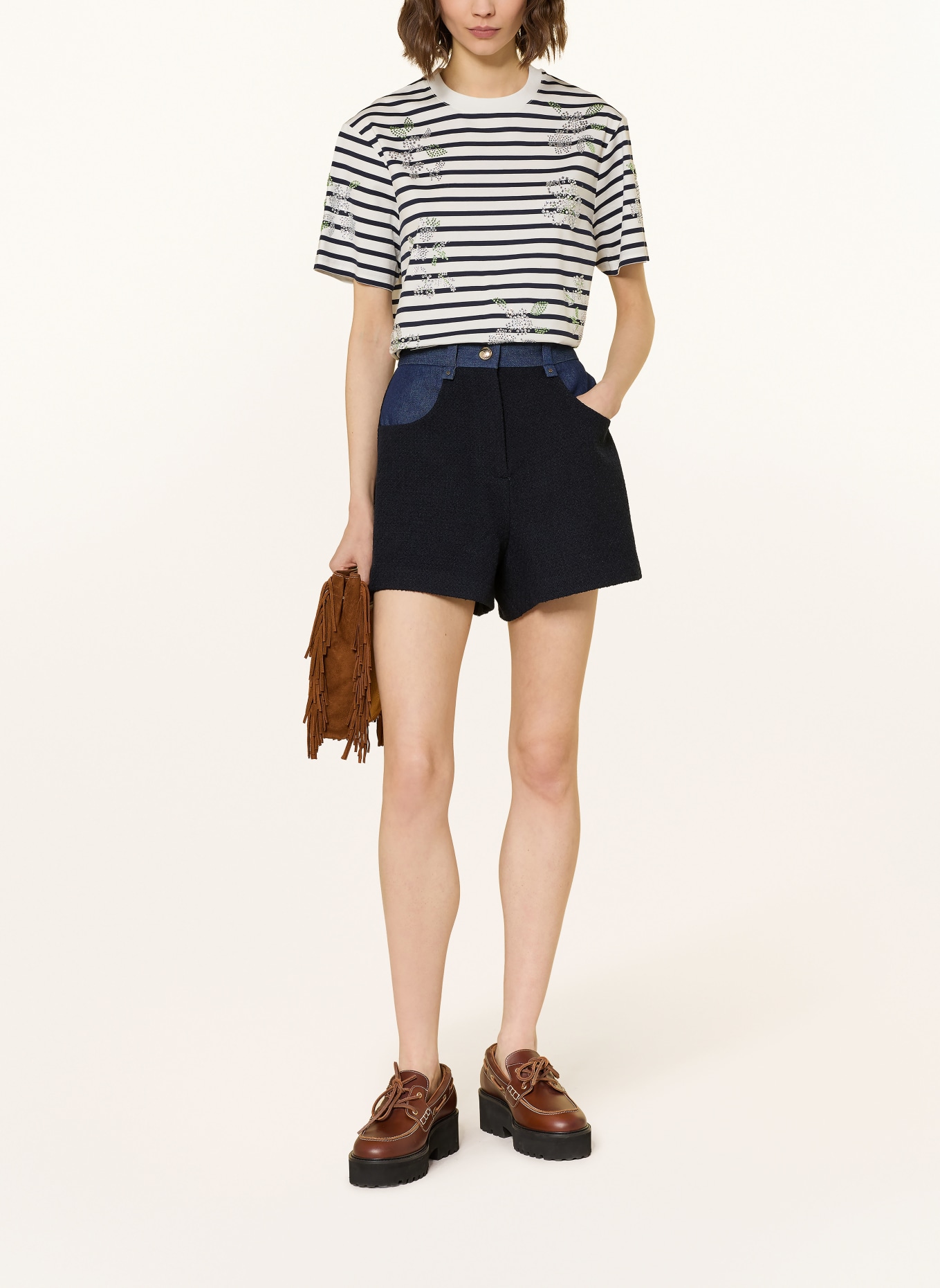 maje Tweed-Shorts im Materialmix: 0103 NAVY