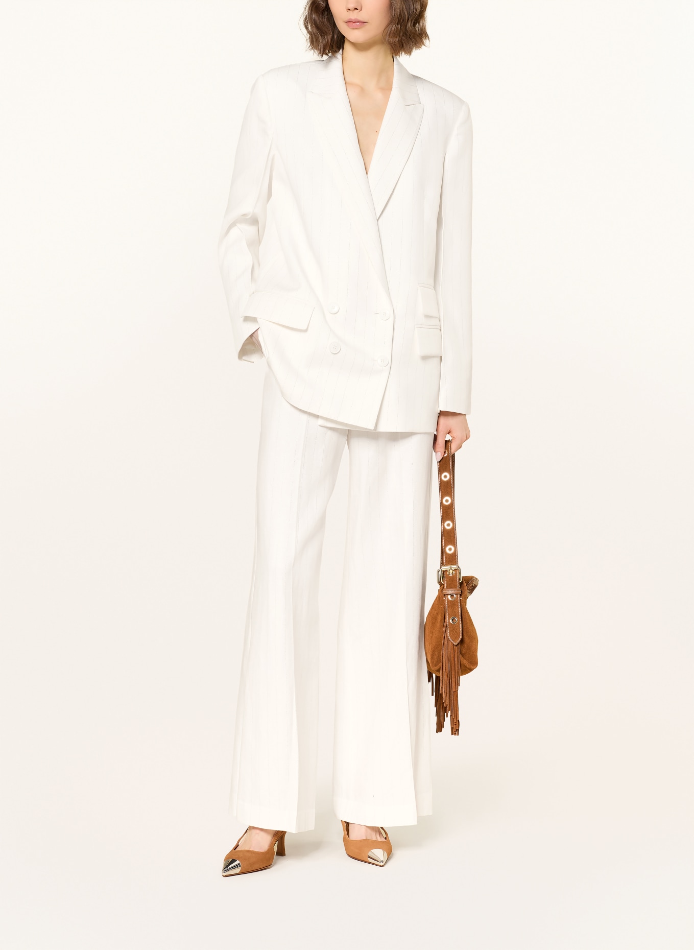 maje Blazer mit Glitzergarn und Leinen: WEISS