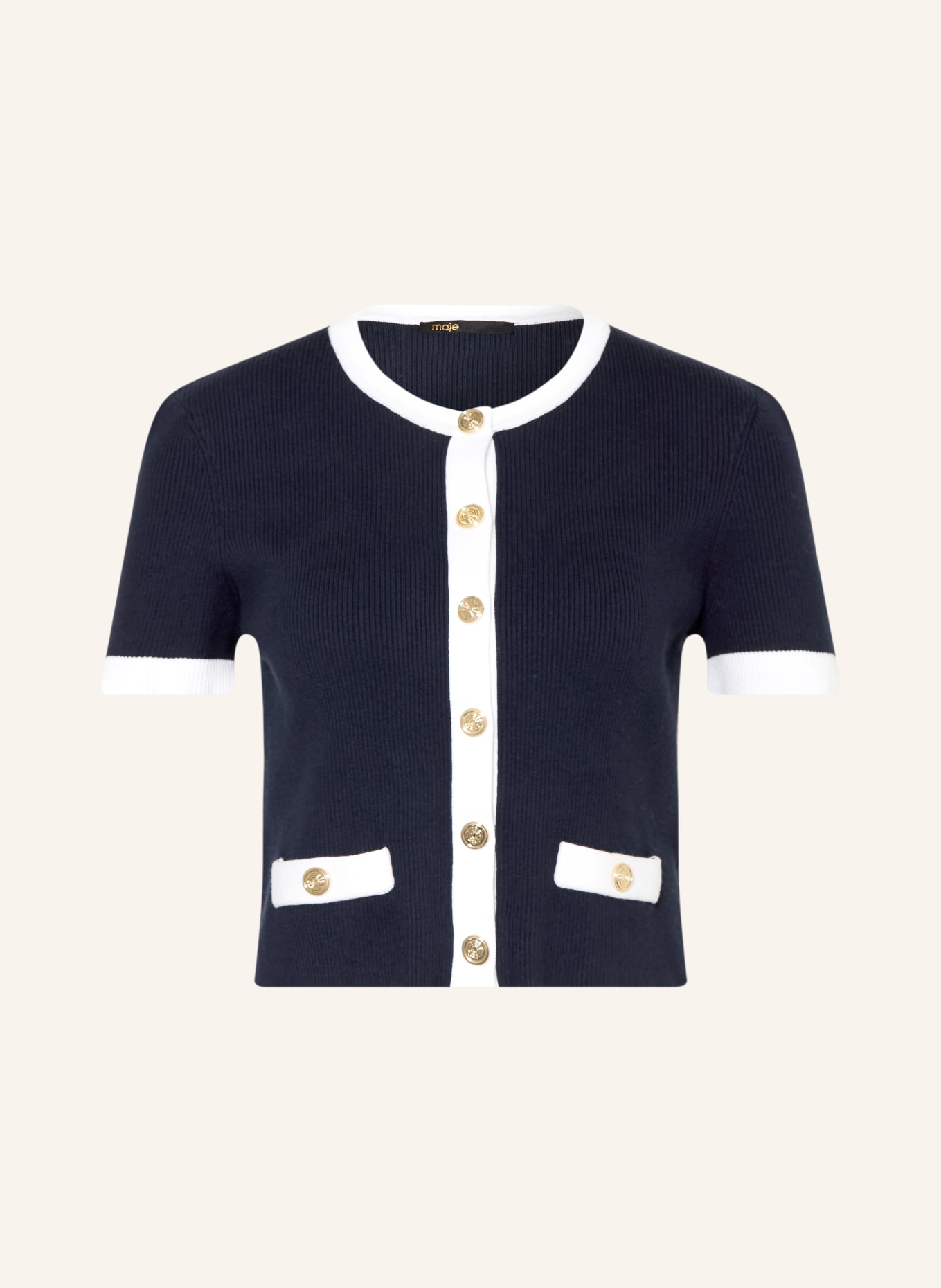 maje Strickjacke: DUNKELBLAU / WEISS