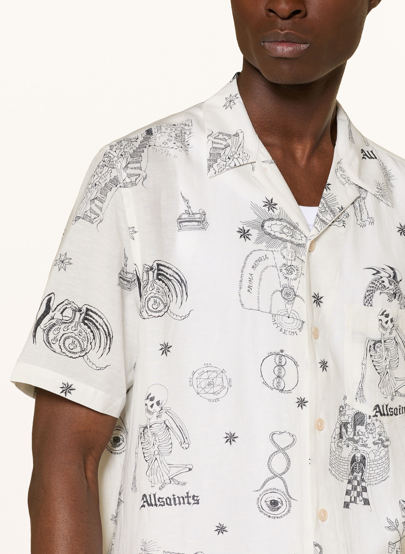 ALLSAINTS Resorthemd TERRA Comfort Fit: WEISS / SCHWARZ