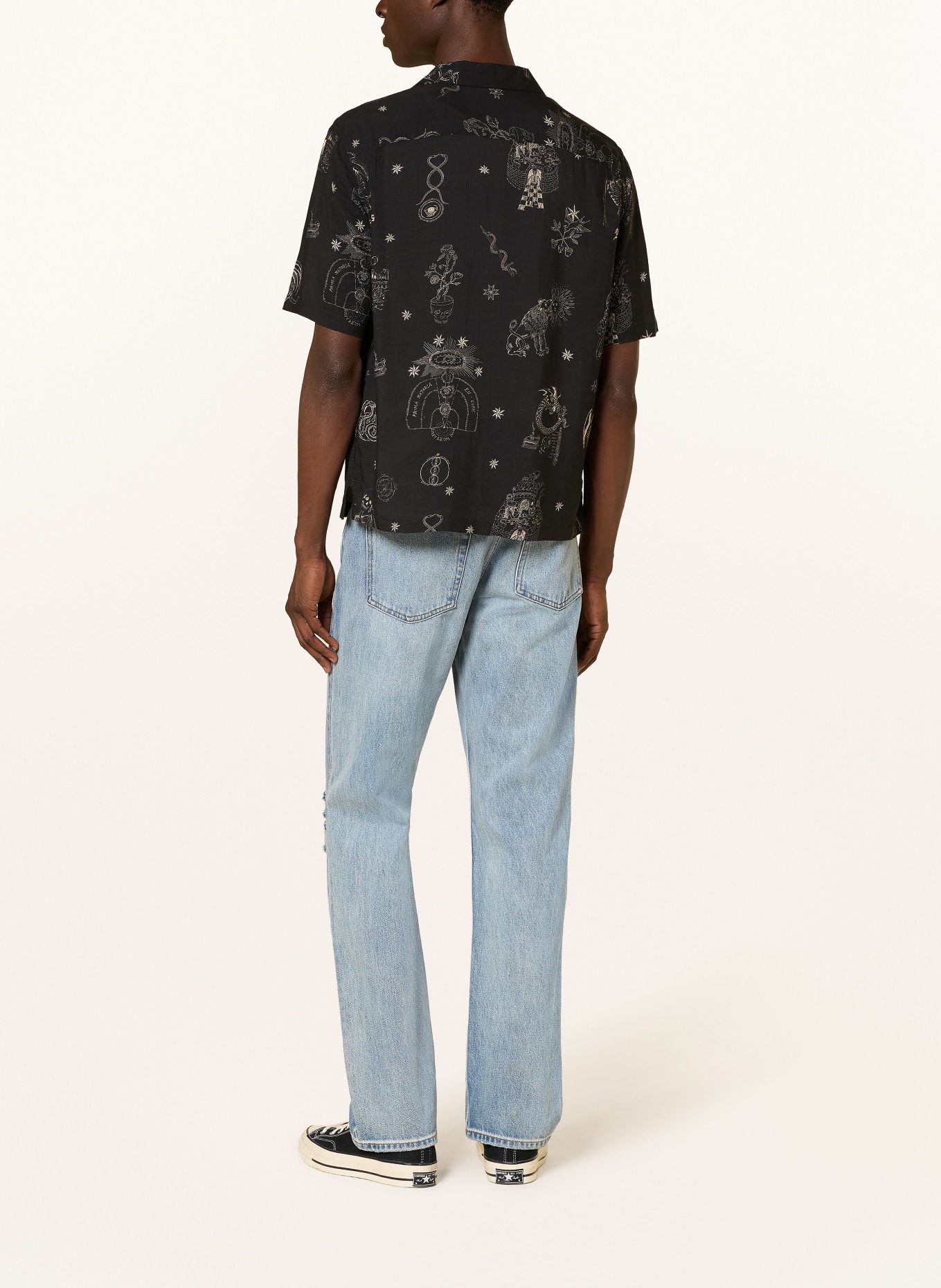 ALLSAINTS Resorthemd TERRA Comfort Fit: SCHWARZ / CREME