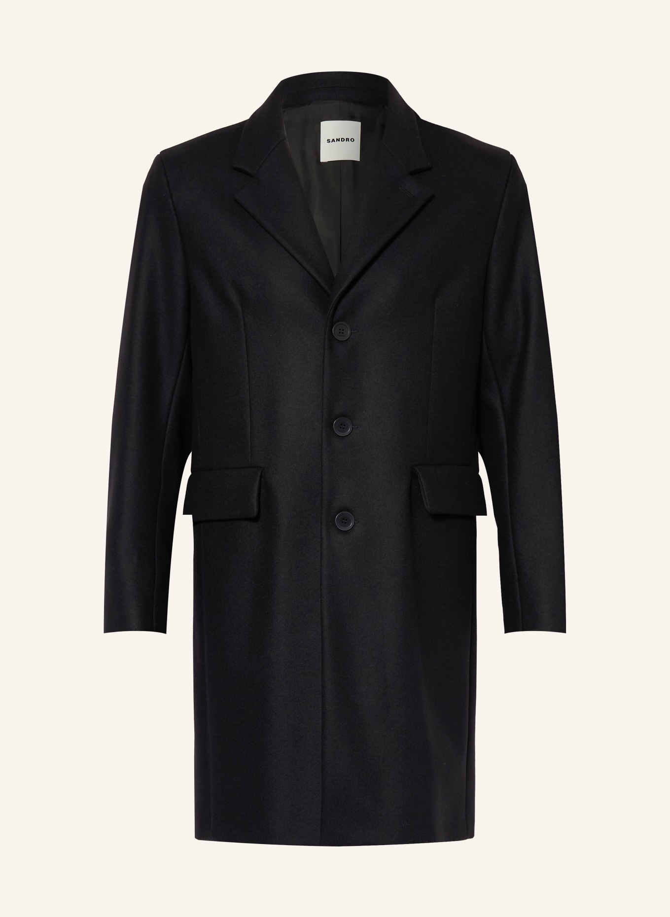 SANDRO płaszcz wełniany: CZARNY