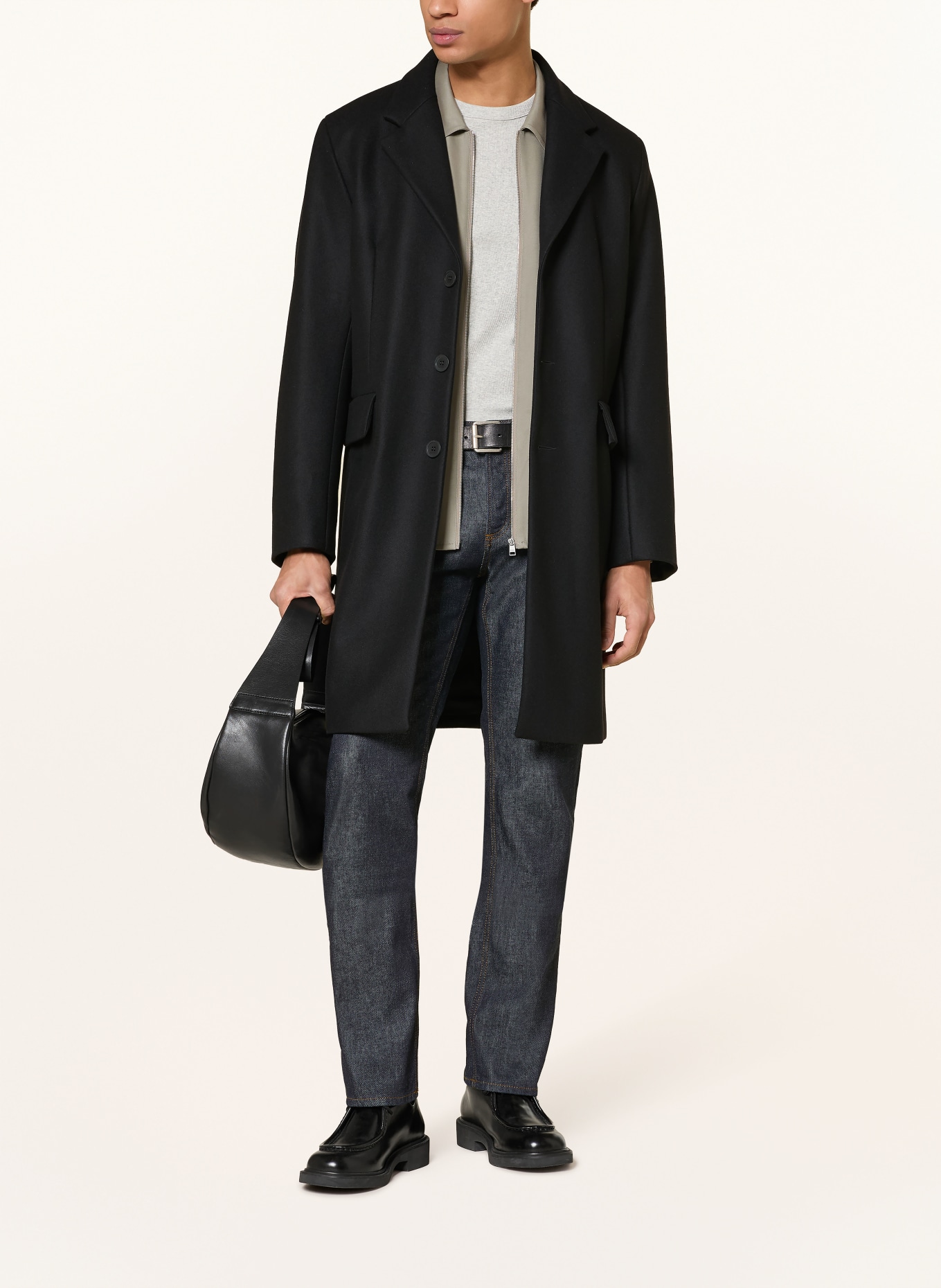 SANDRO płaszcz wełniany: CZARNY