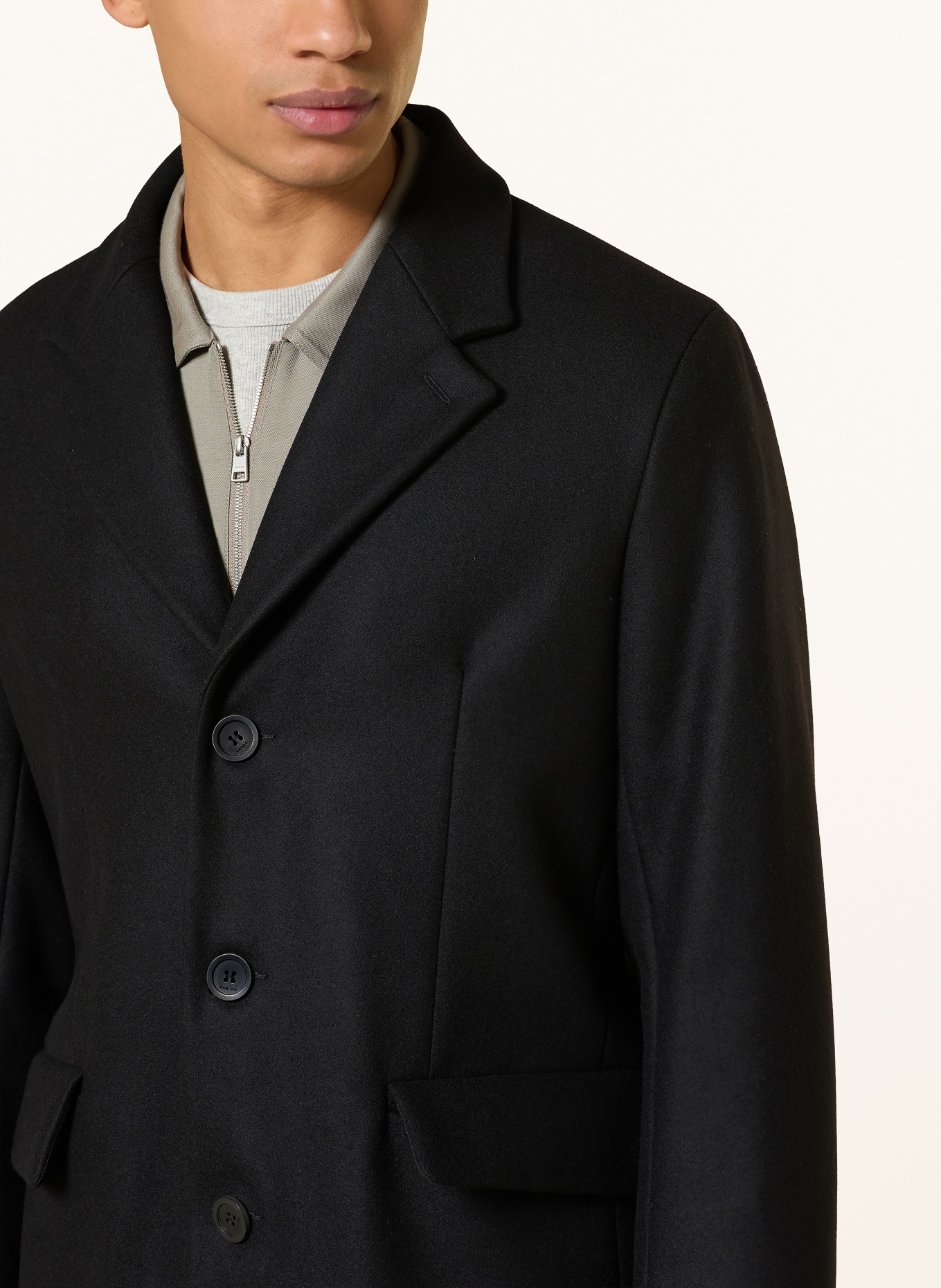 SANDRO płaszcz wełniany: CZARNY