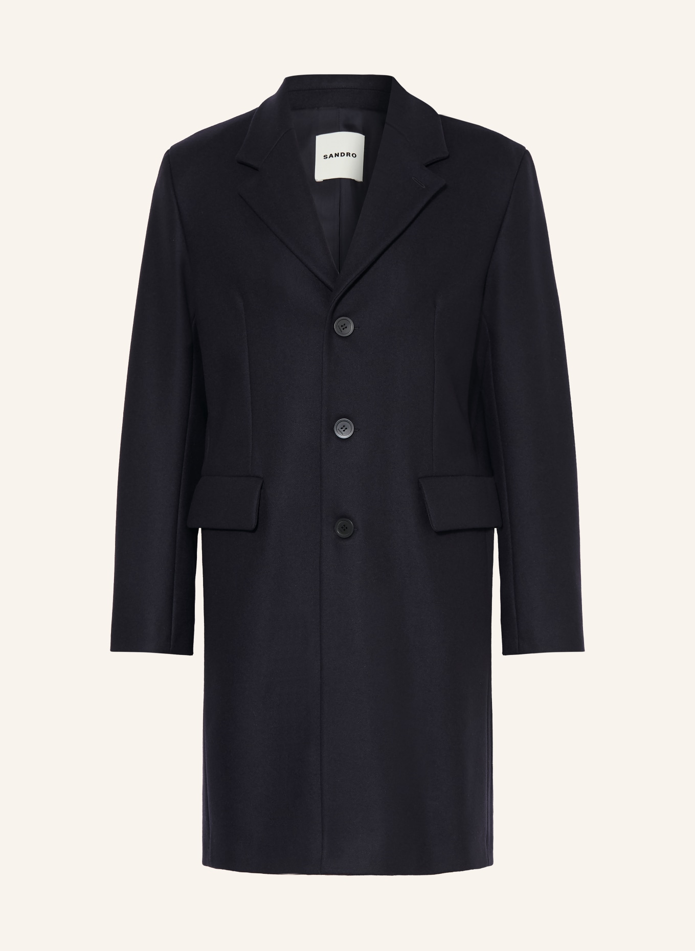 SANDRO płaszcz wełniany: GRANATOWY