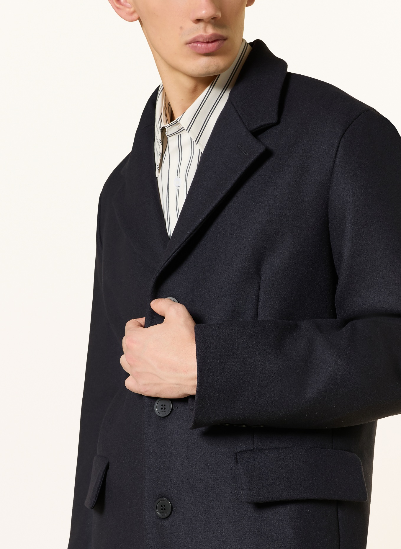 SANDRO płaszcz wełniany: GRANATOWY