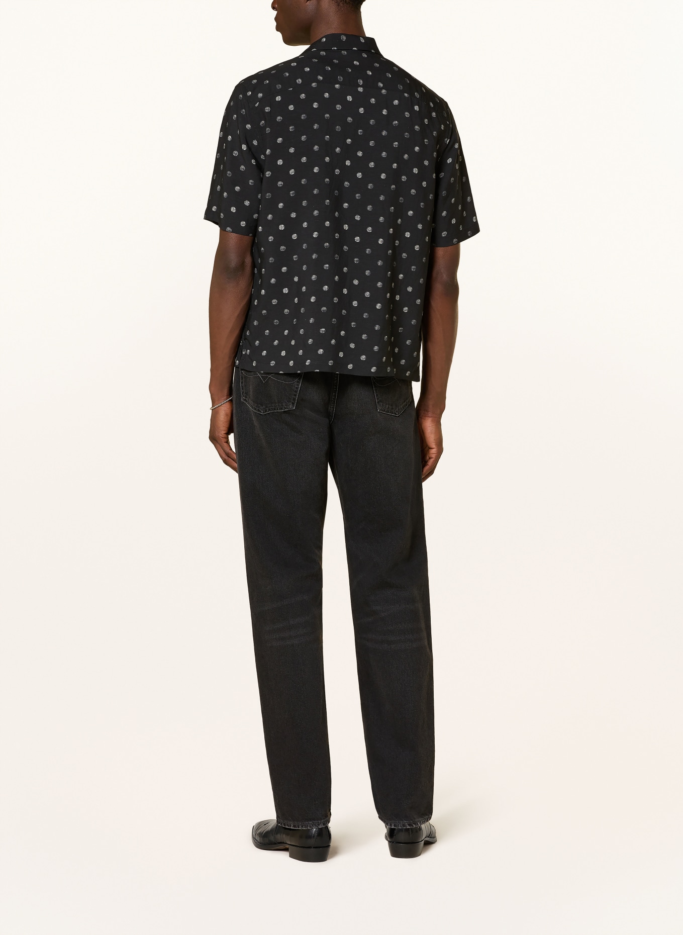 ALLSAINTS UPTON Comfort Fit resort shirt: BLACK / WHITE