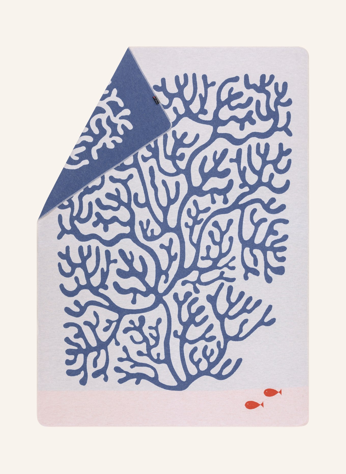 David Fussenegger Plaid SILVRETTA: KREMOWY / CZERWONY / JASNONIEBIESKI