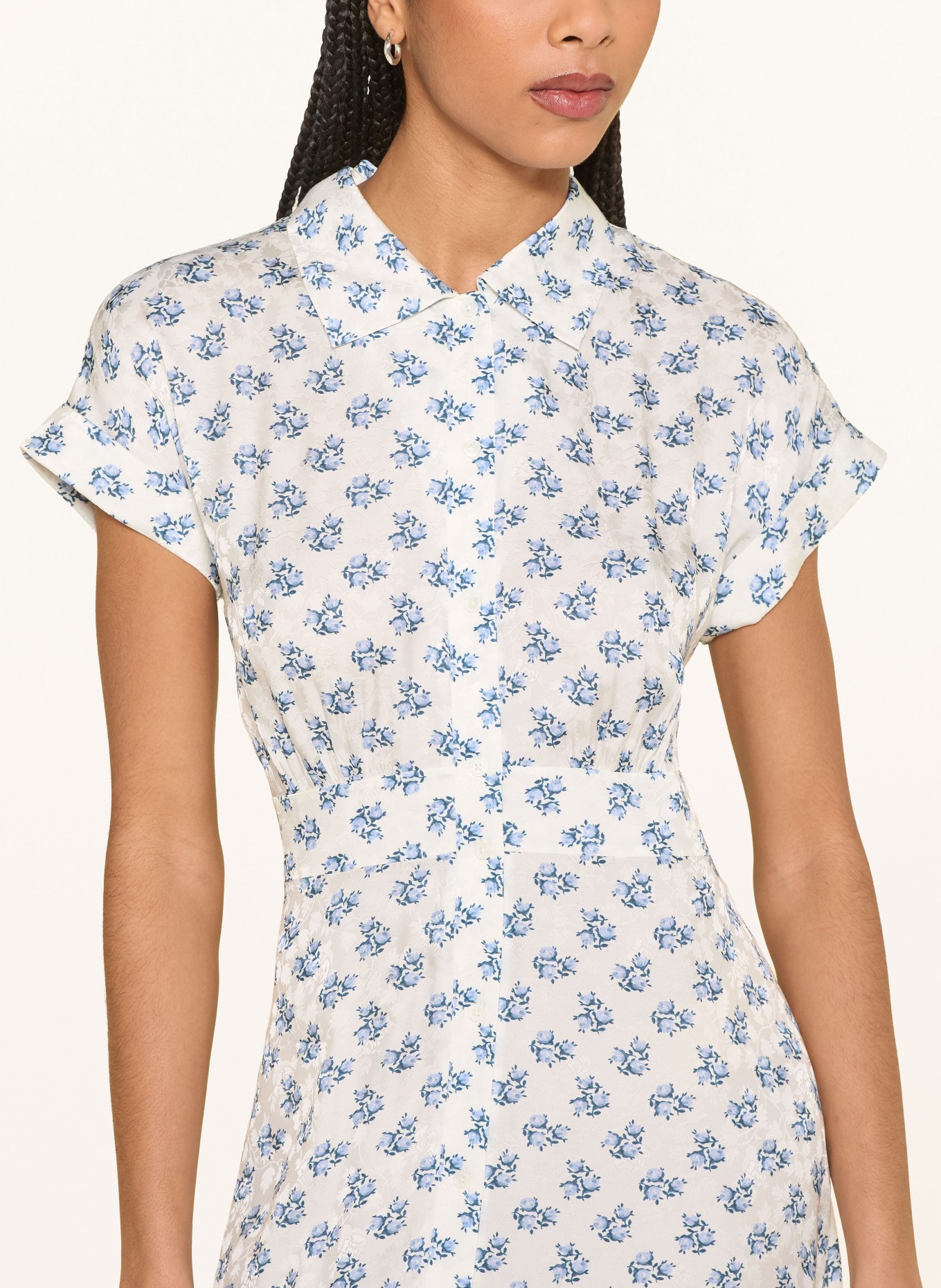 maje Hemdblusenkleid: WEISS / HELLBLAU