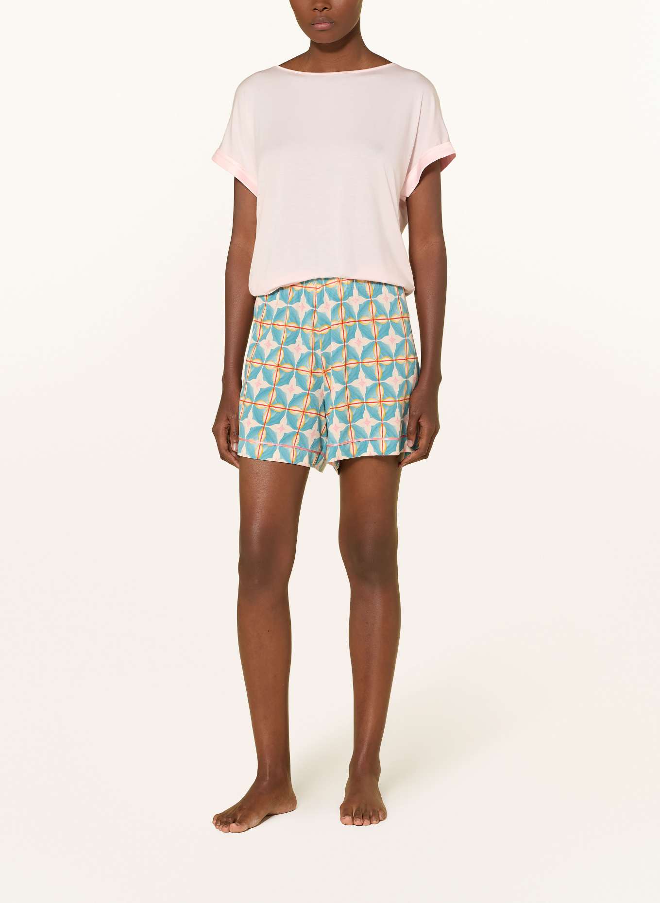 mey Sleep shorts TILE DREAM: TEAL / CREAM