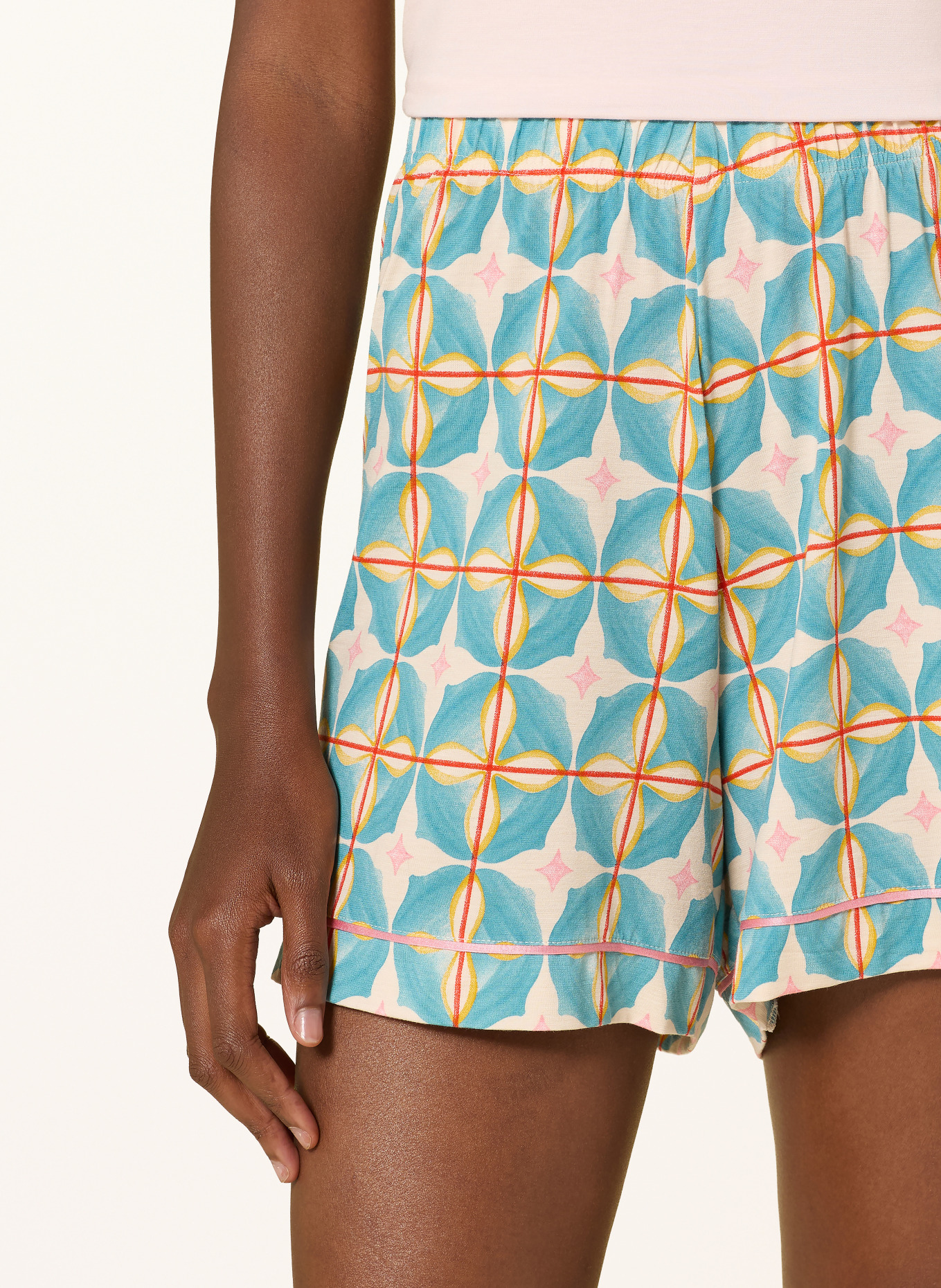 mey Sleep shorts TILE DREAM: TEAL / CREAM
