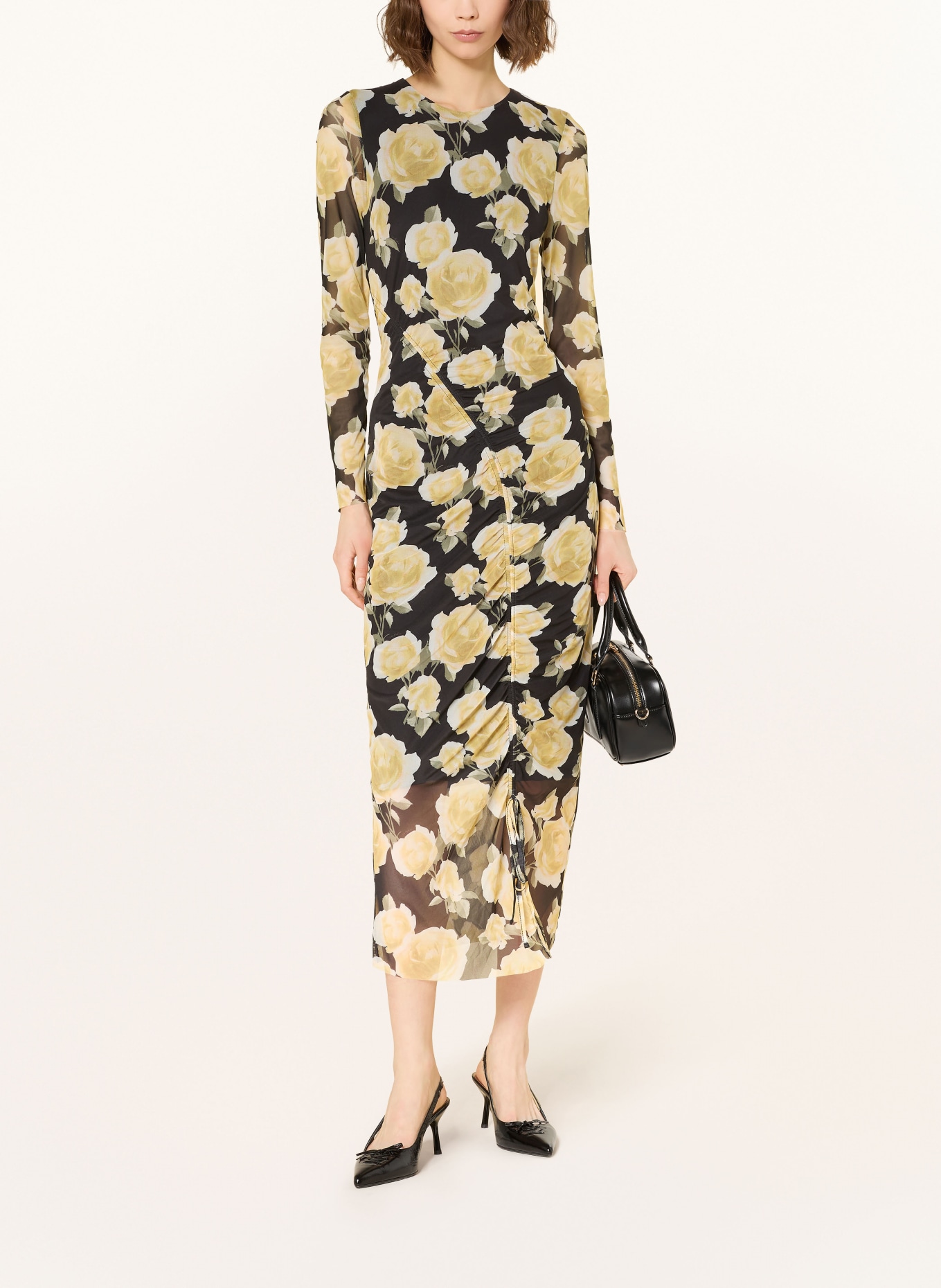 TED BAKER Mesh-Kleid ELVYN: SCHWARZ / GELB / GRÜN