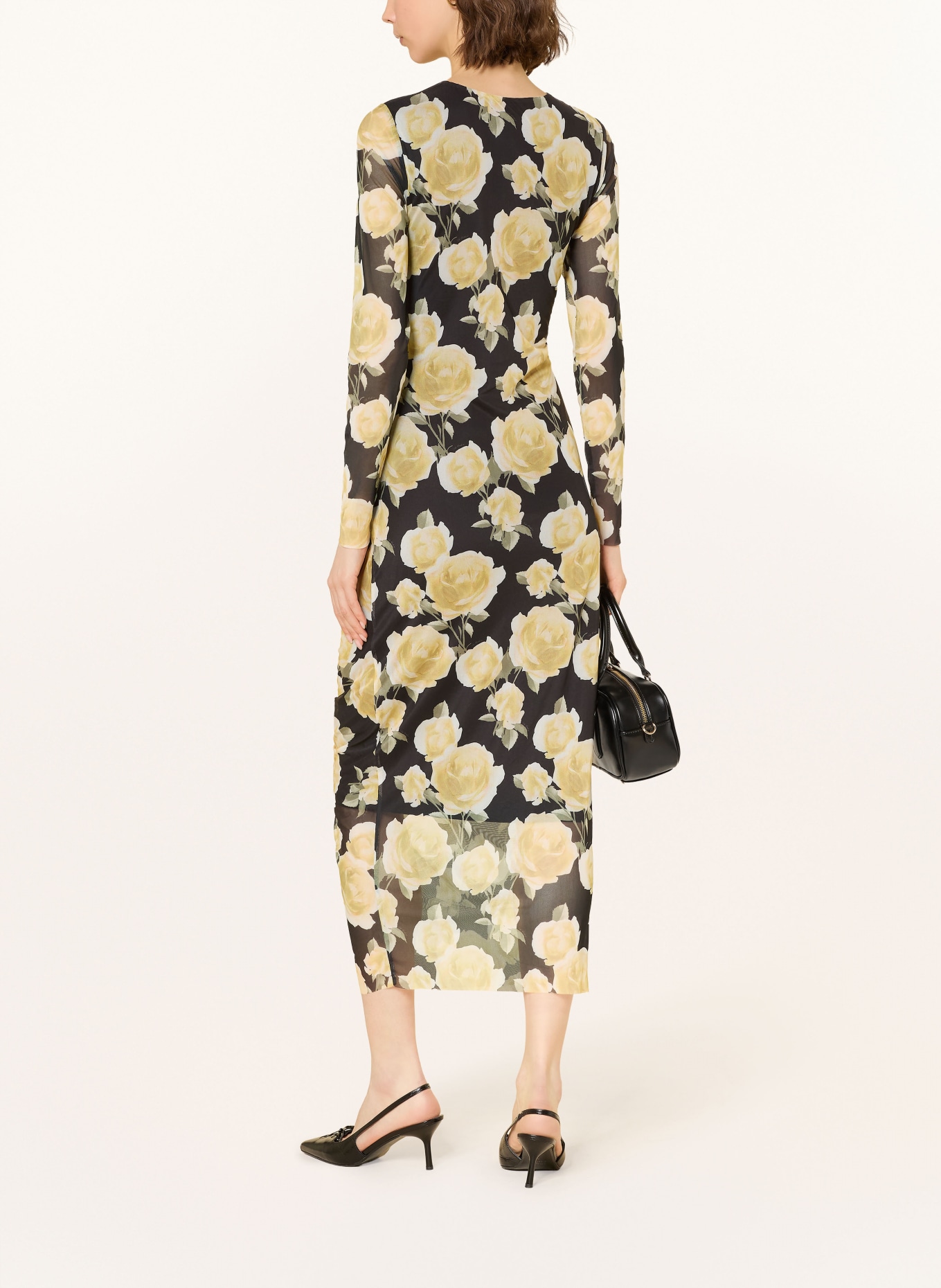 TED BAKER Mesh-Kleid ELVYN: SCHWARZ / GELB / GRÜN