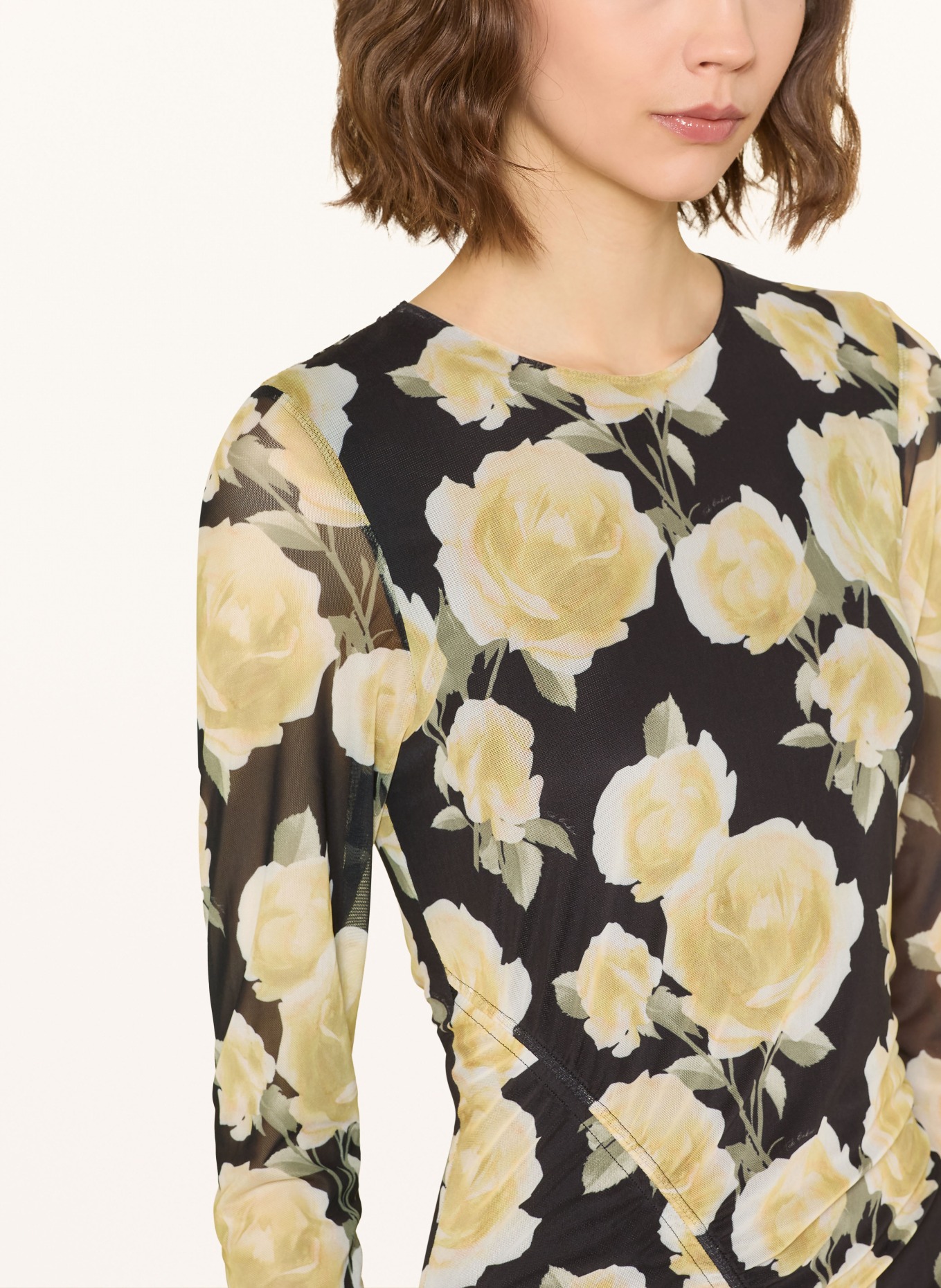 TED BAKER Mesh-Kleid ELVYN: SCHWARZ / GELB / GRÜN