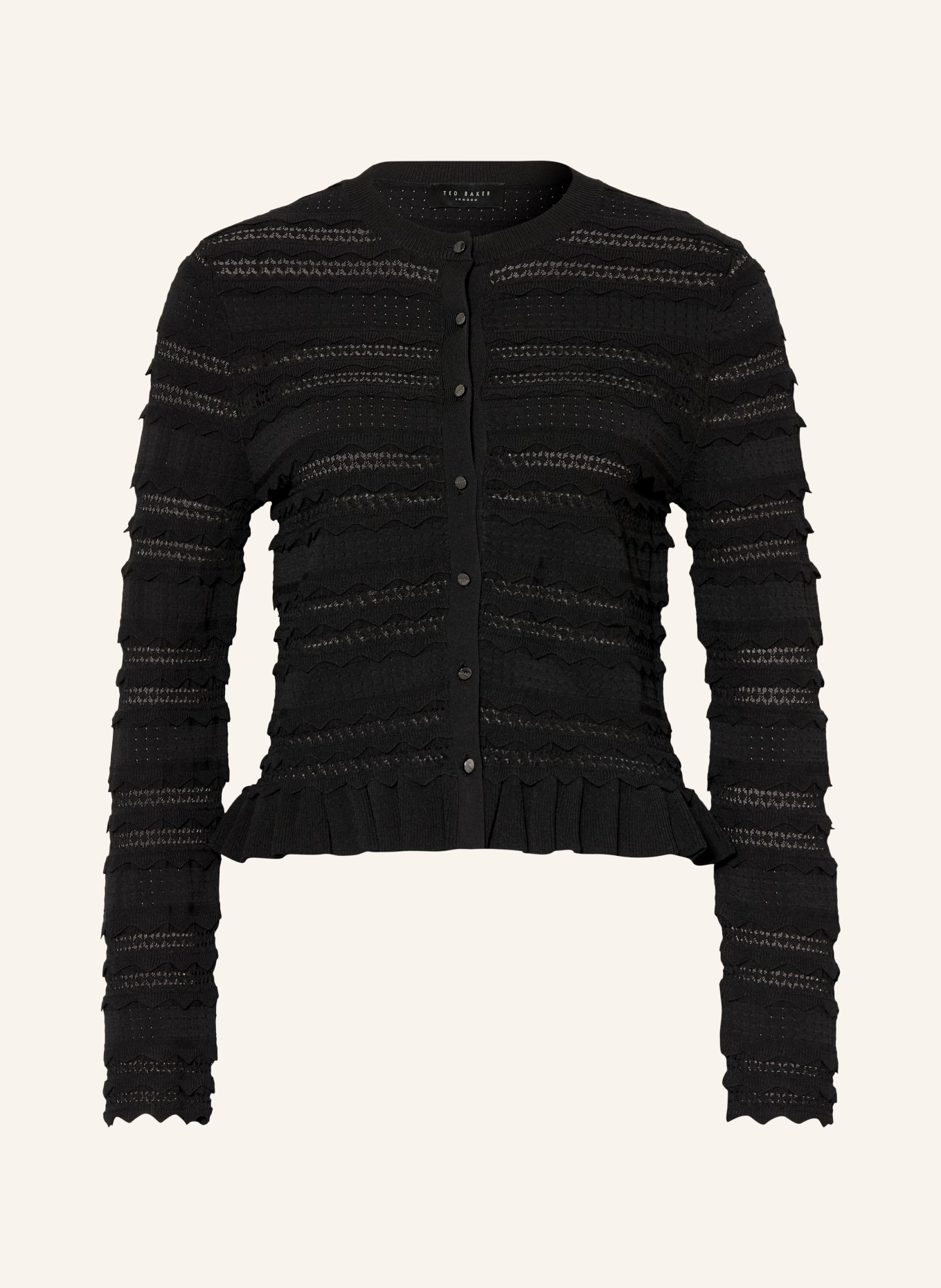 TED BAKER AVRIA cardigan with ruffles: BLACK