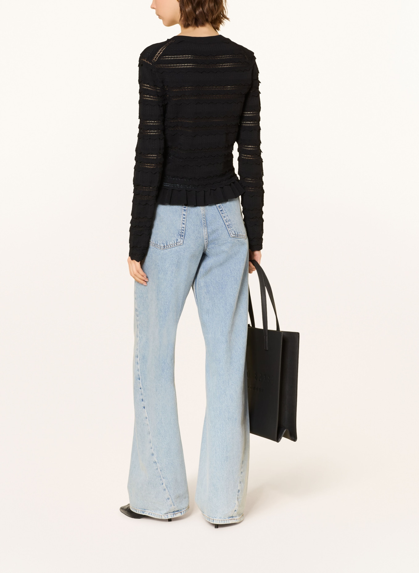 TED BAKER AVRIA cardigan with ruffles: BLACK