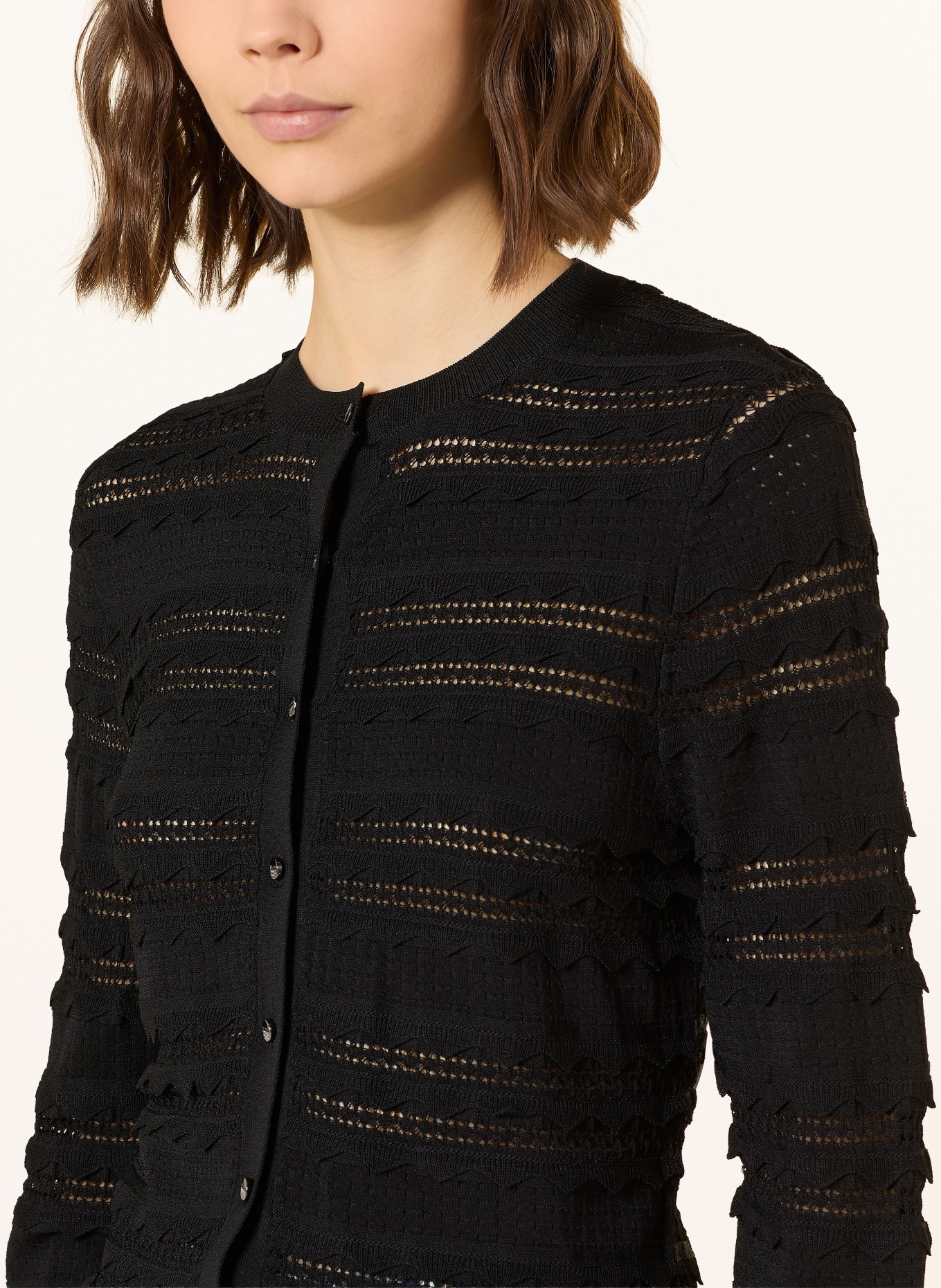 TED BAKER AVRIA cardigan with ruffles: BLACK