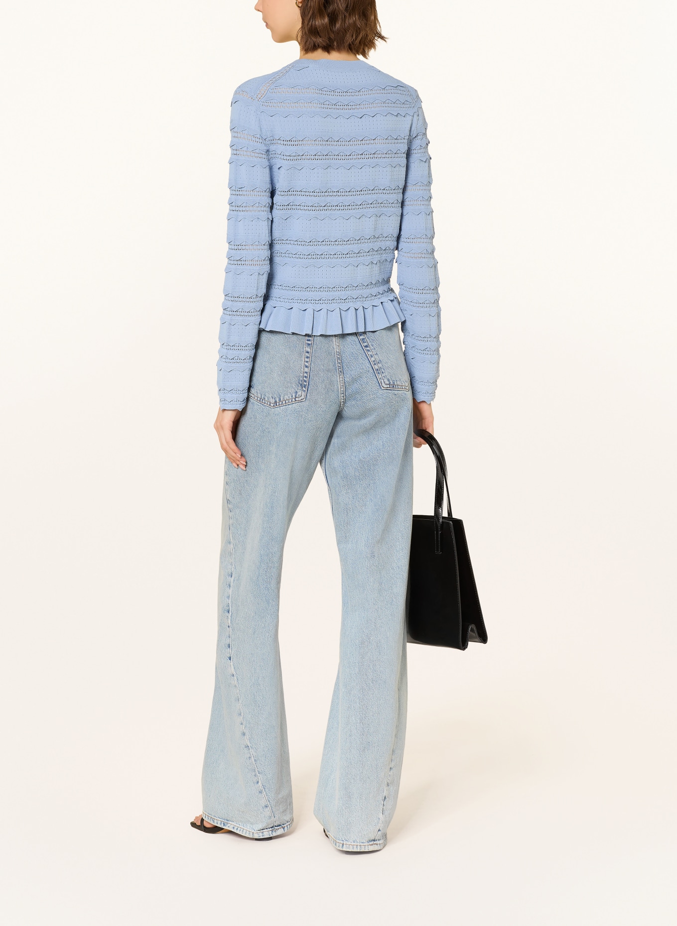 TED BAKER AVRIA cardigan with ruffles: LIGHT BLUE