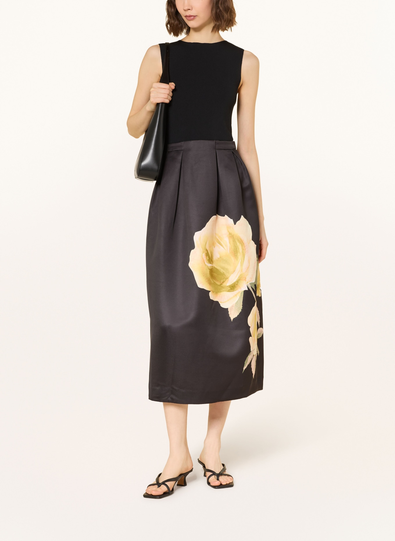 TED BAKER Rochie VERINIE din material mixt: NEGRU / GALBEN / VERDE