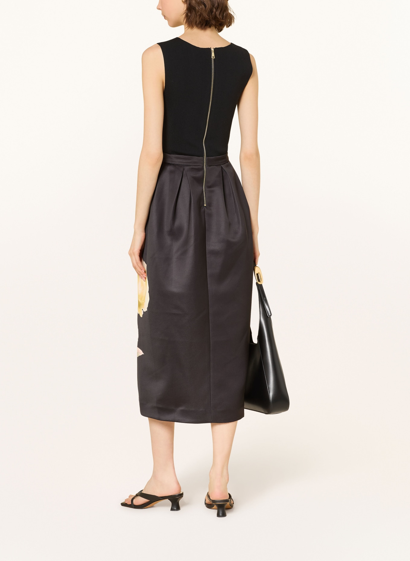TED BAKER Rochie VERINIE din material mixt: NEGRU / GALBEN / VERDE