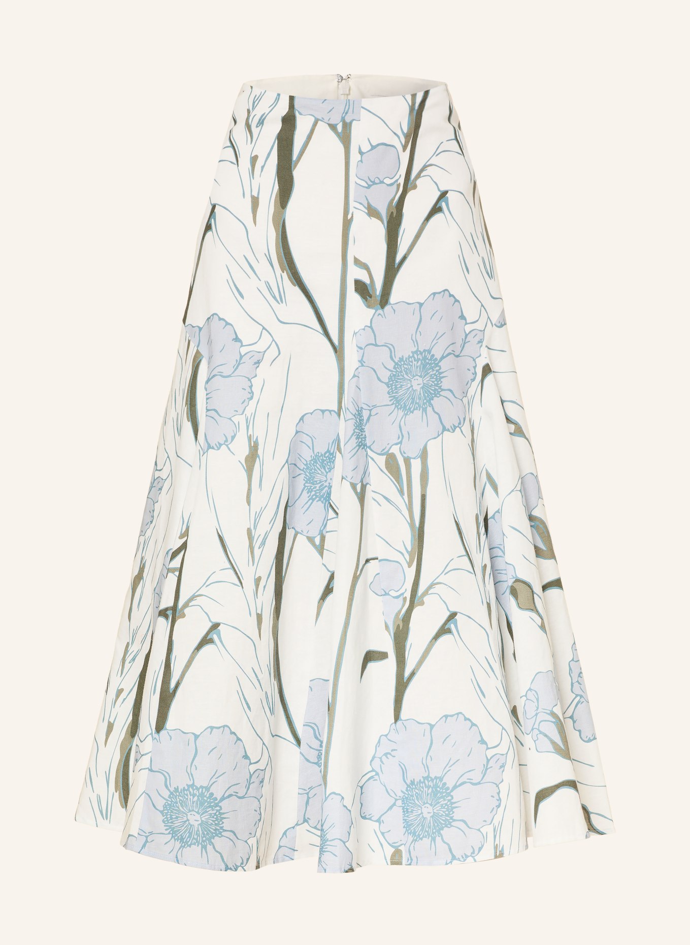 TED BAKER CHANLA skirt with linen: ECRU / KHAKI / LIGHT BLUE