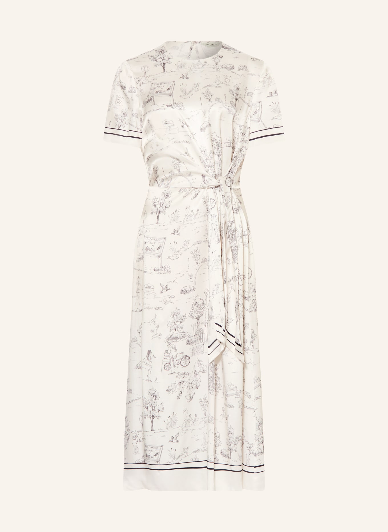 TED BAKER Rochie DAKOHTA cu efect de drapaj: ALB / NEGRU