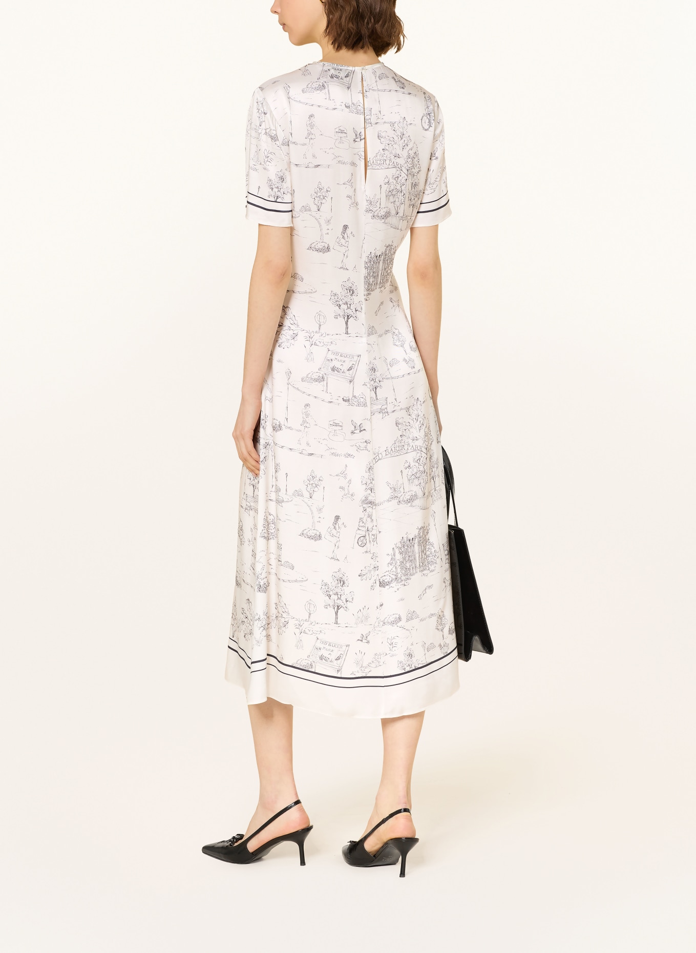 TED BAKER Rochie DAKOHTA cu efect de drapaj: ALB / NEGRU