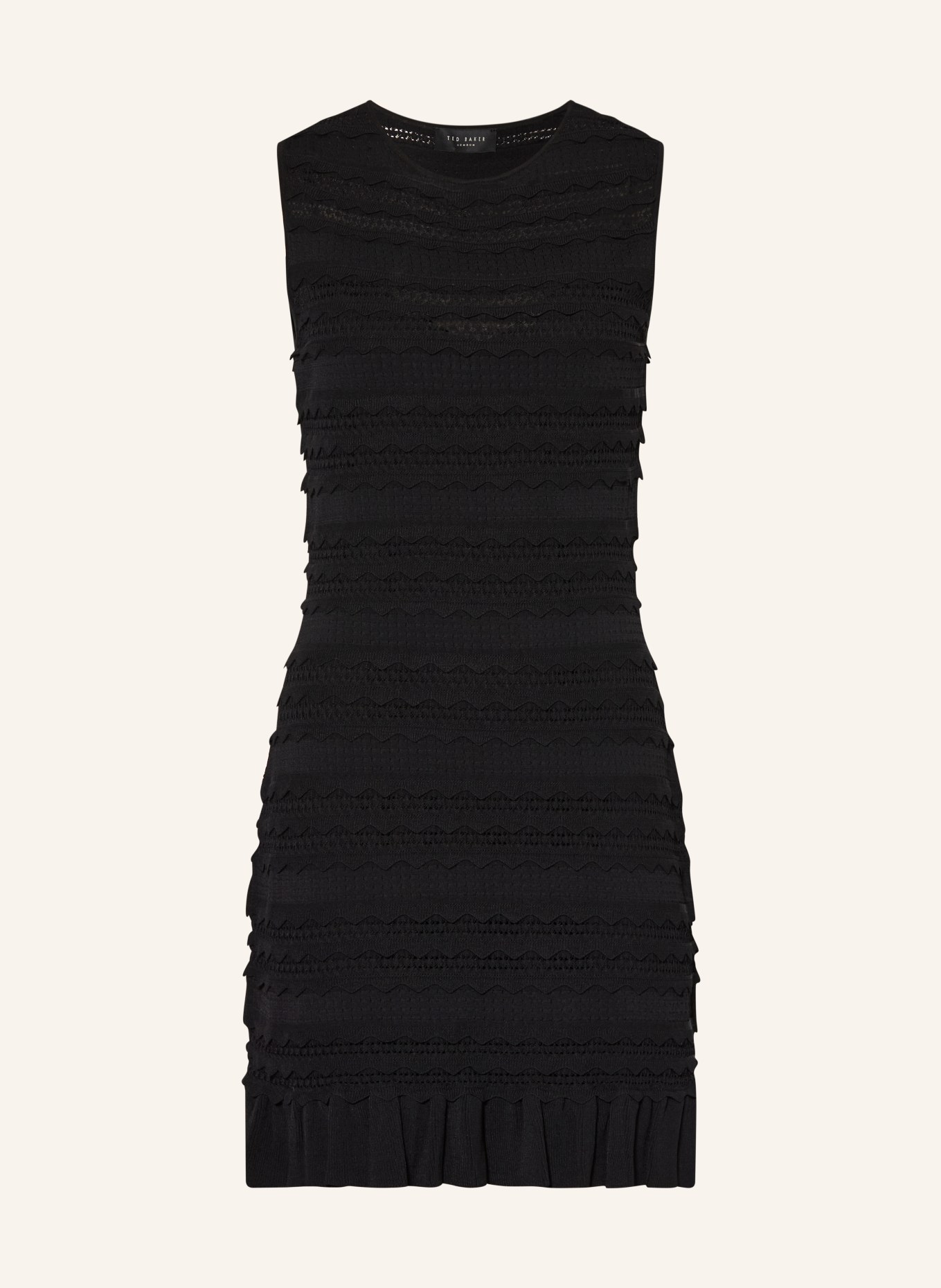 TED BAKER AVELA knit dress with ruffles: BLACK