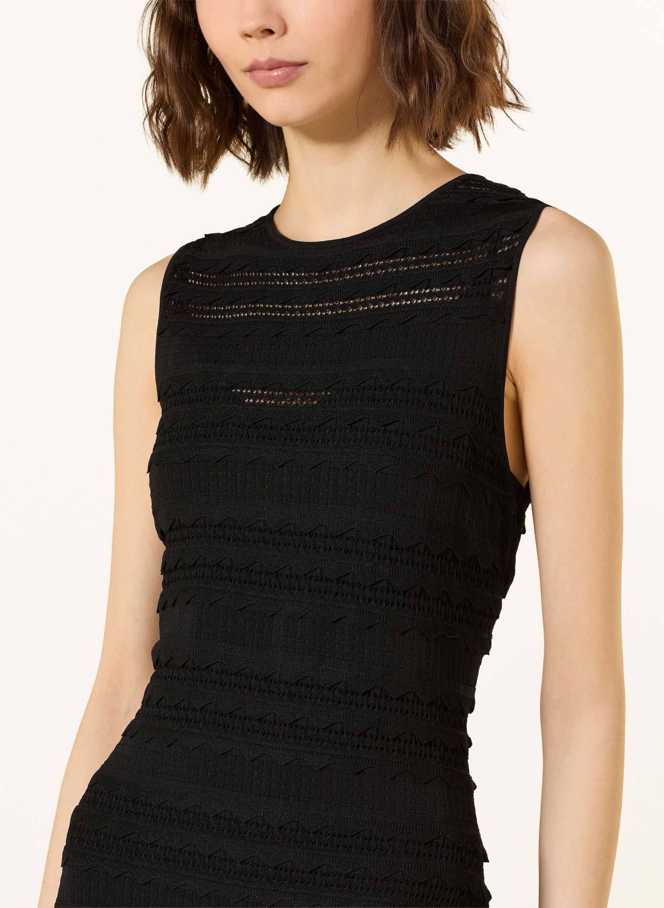 TED BAKER AVELA knit dress with ruffles: BLACK