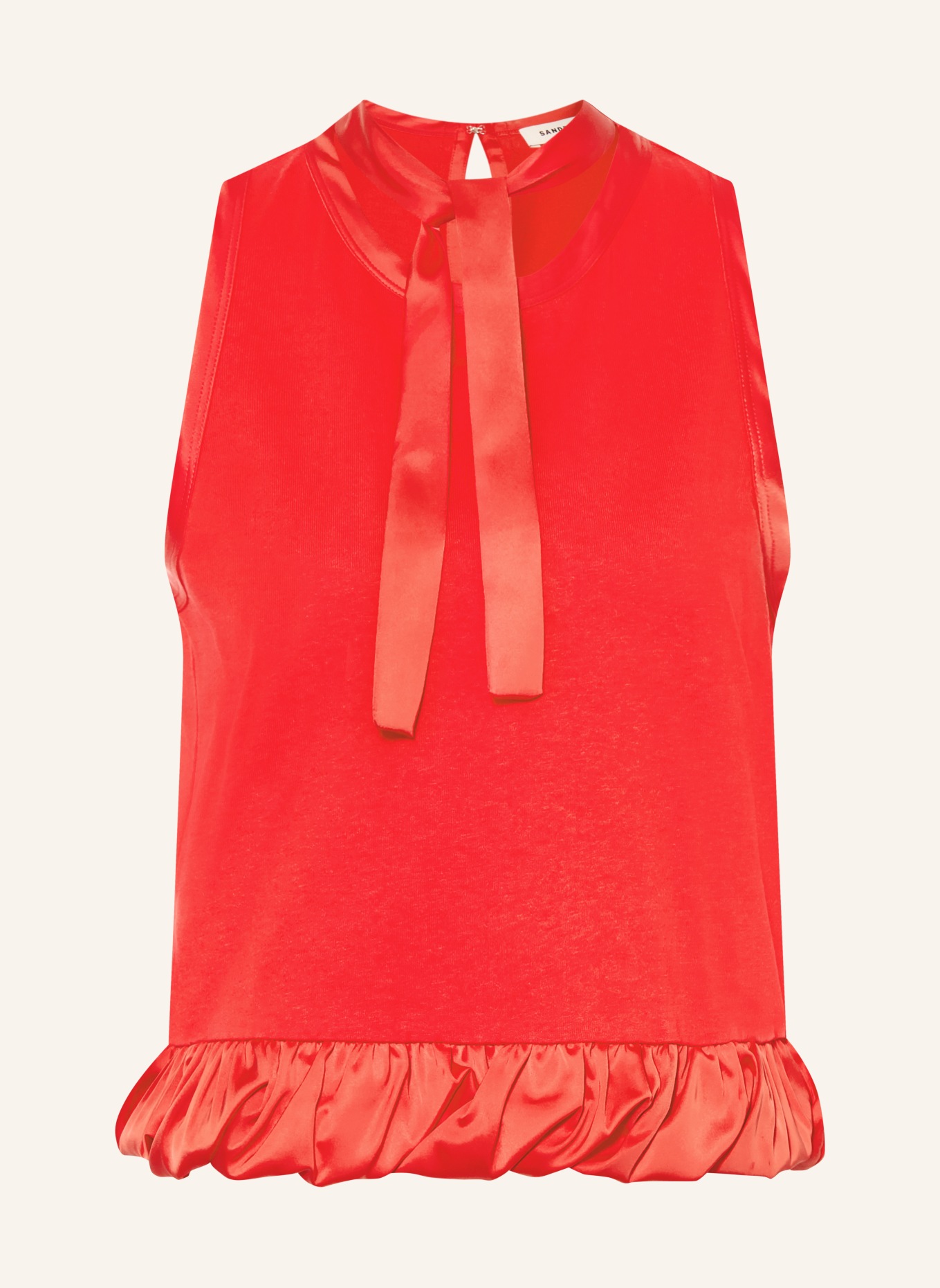 SANDRO Top im Materialmix mit Schluppe: ROT