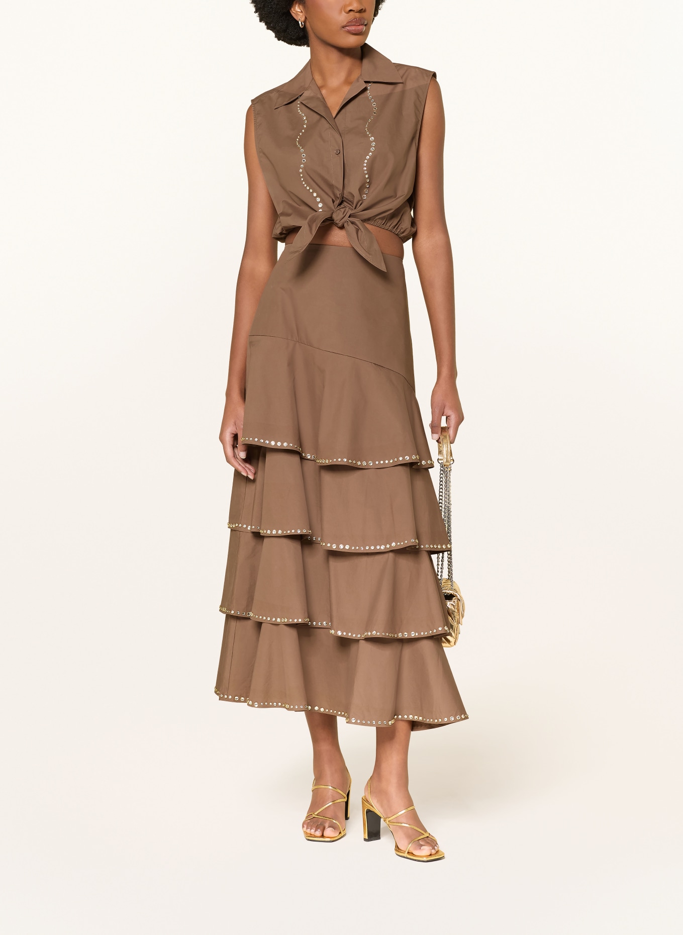 SANDRO Rock mit Schmucksteinen: BRAUN