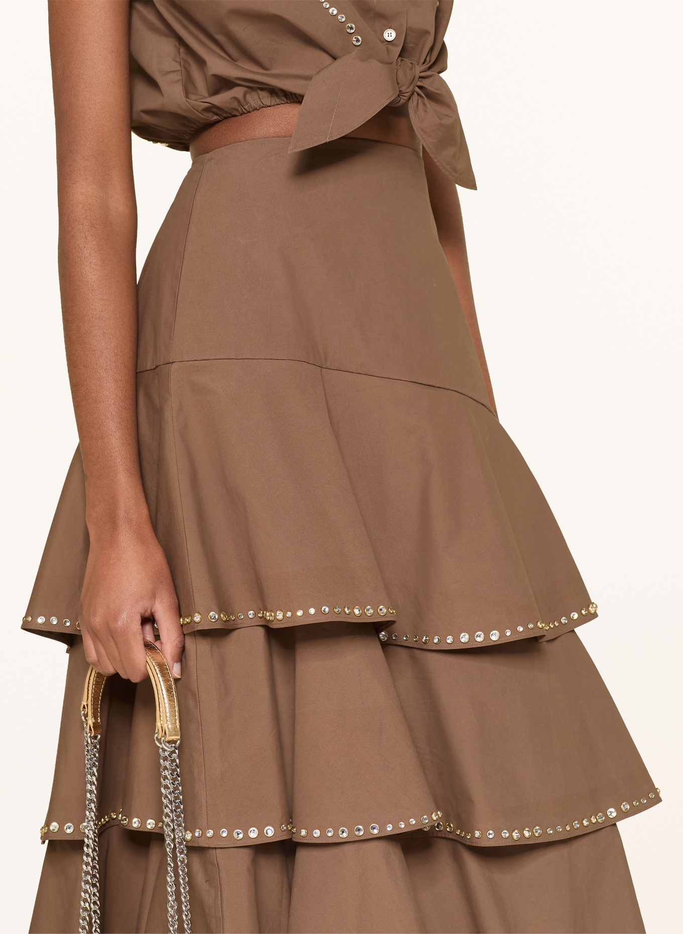 SANDRO Rock mit Schmucksteinen: BRAUN