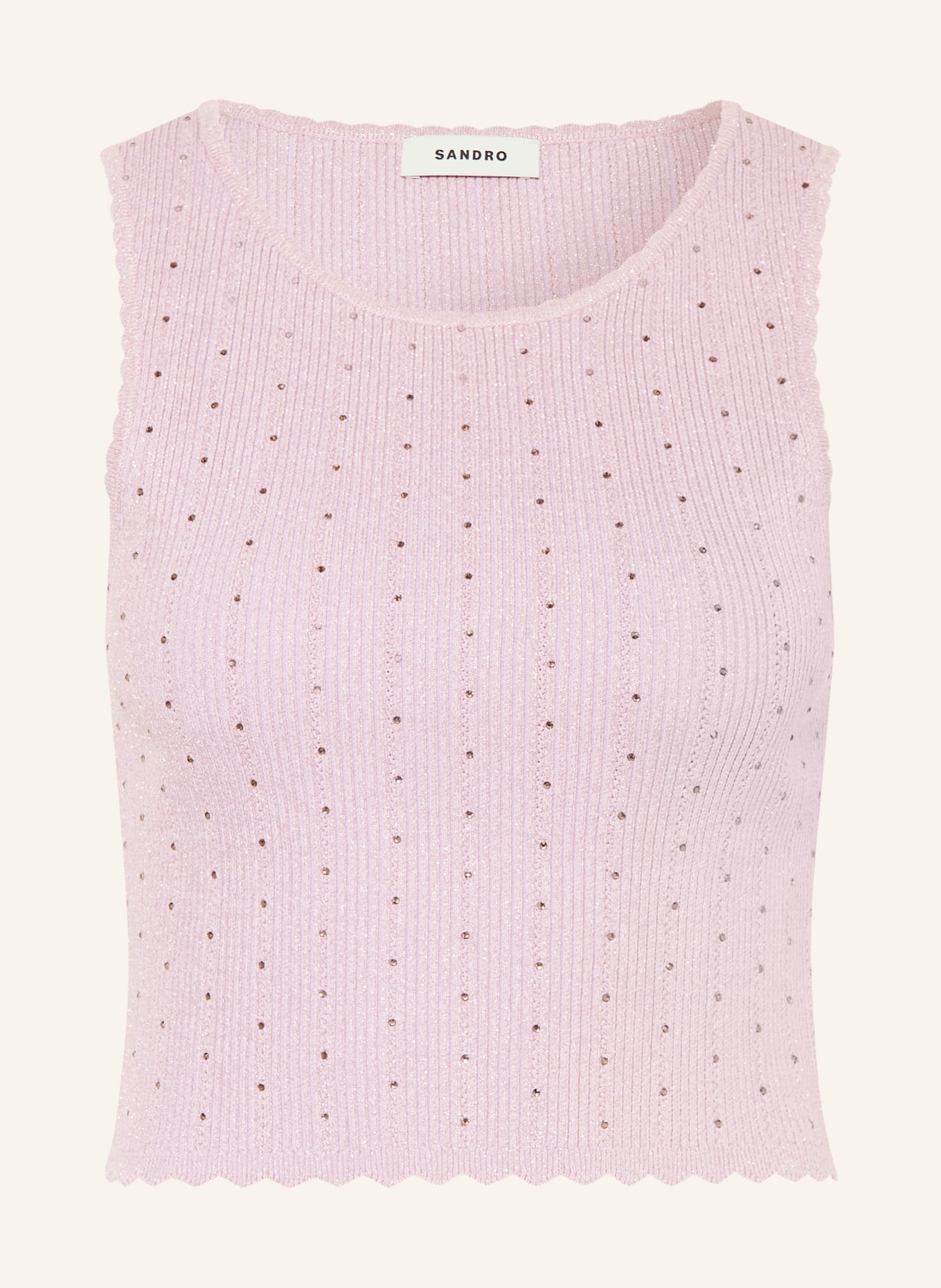 SANDRO Stricktop mit Schmucksteinen: HELLLILA