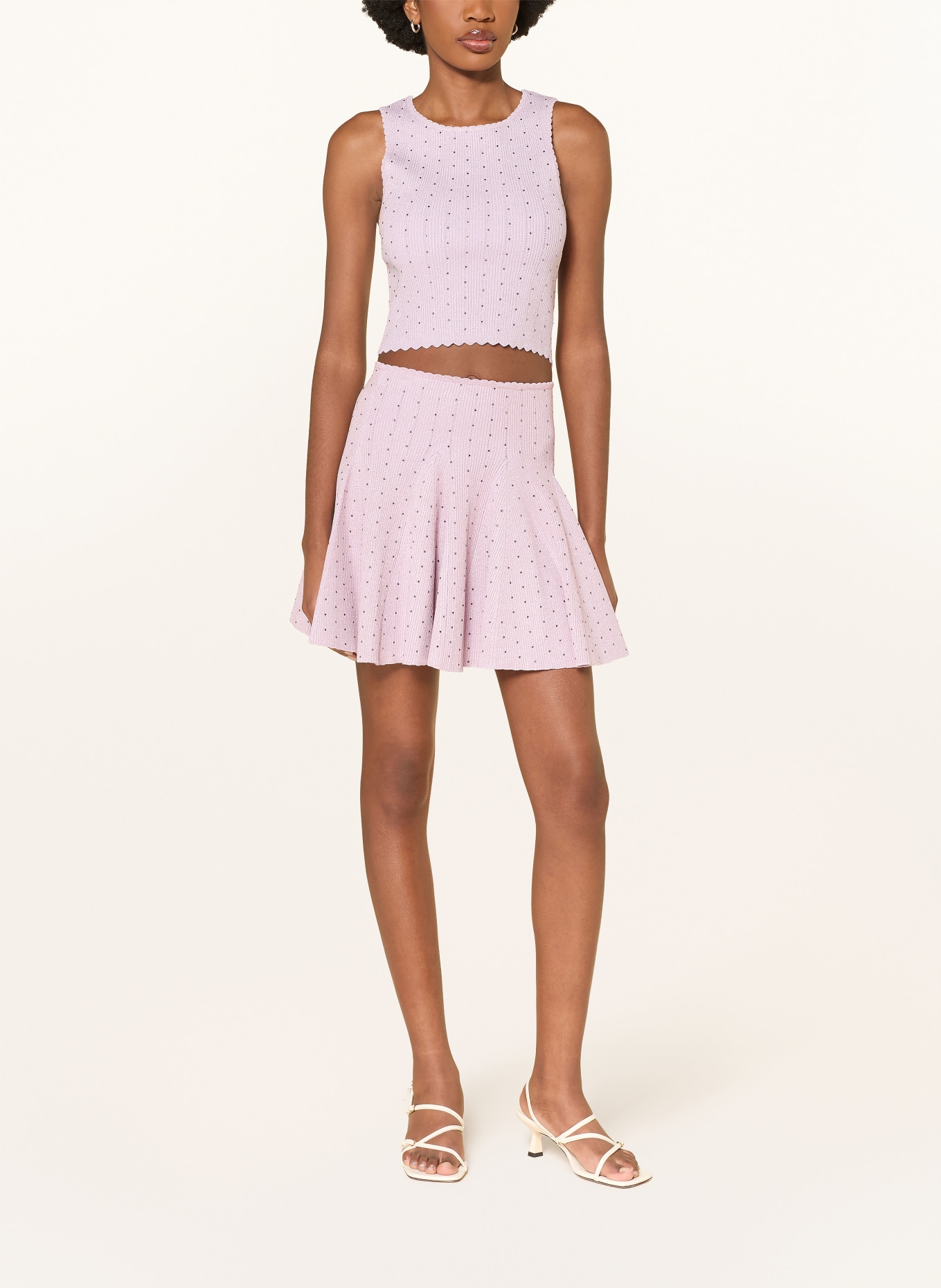 SANDRO Stricktop mit Schmucksteinen: HELLLILA