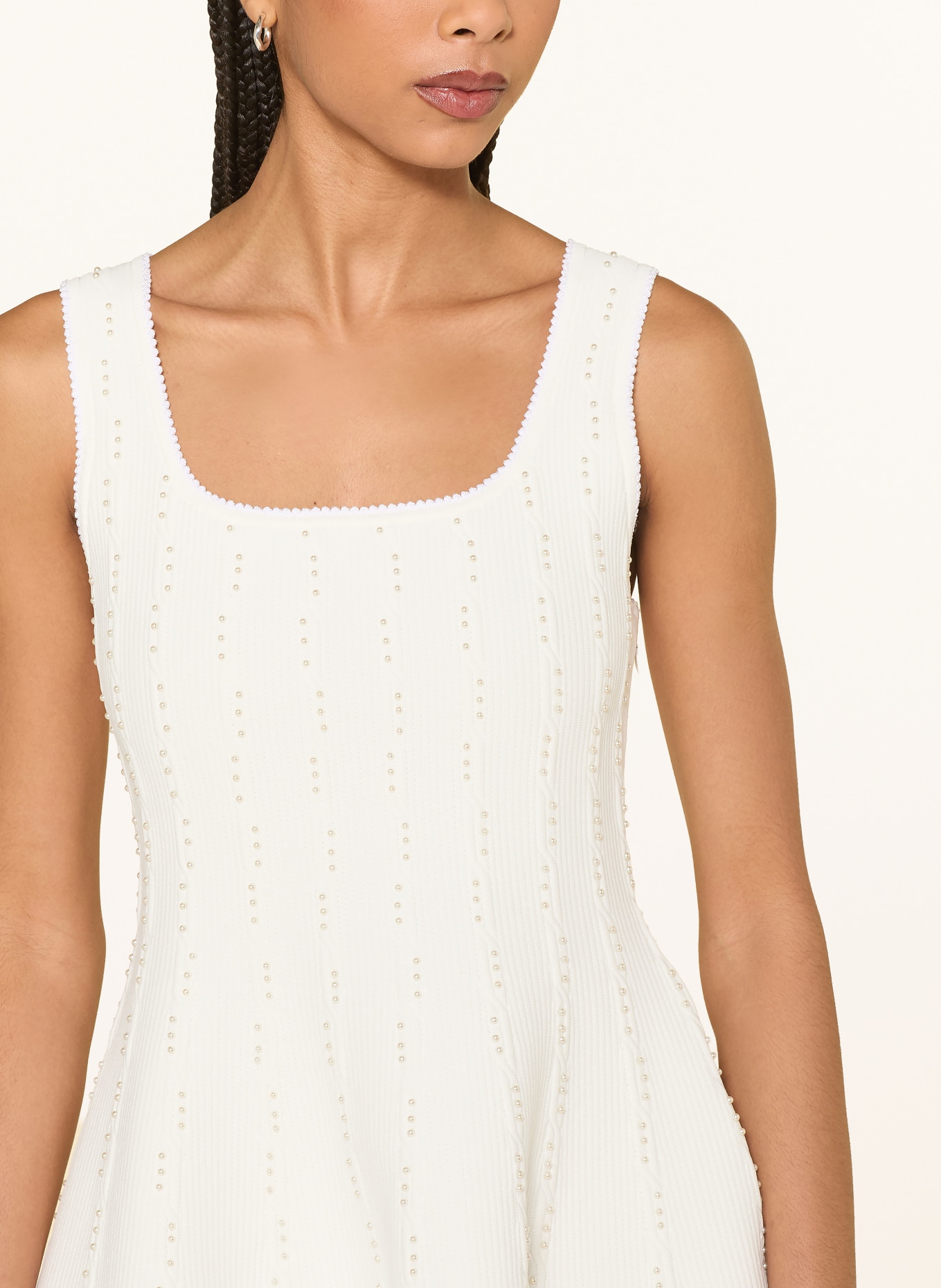 SANDRO Kleid mit Schmuckperlen: WEISS
