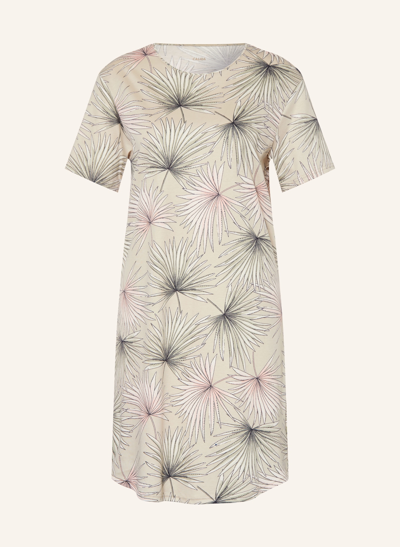 CALIDA Noční košile LEAF DREAMS: SVĚTLE ZELENÁ / KRÉMOVÁ