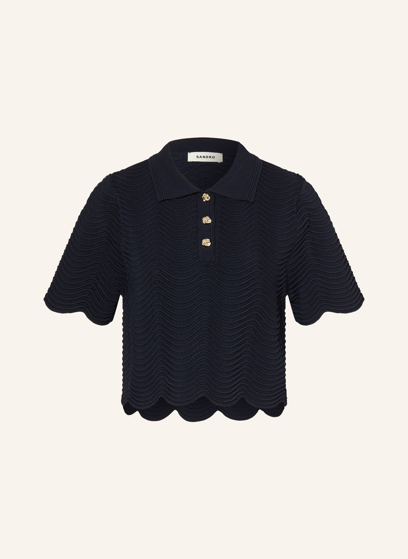 SANDRO koszulka z dzianiny: GRANATOWY