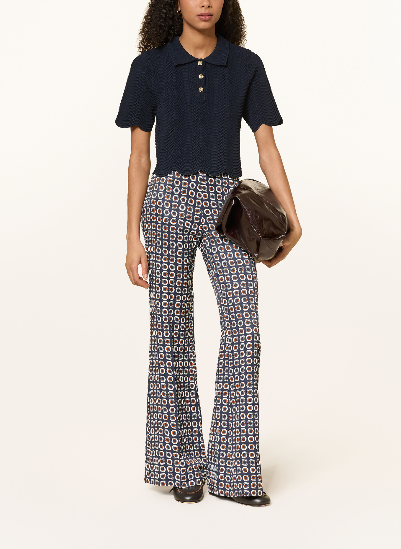 SANDRO koszulka z dzianiny: GRANATOWY