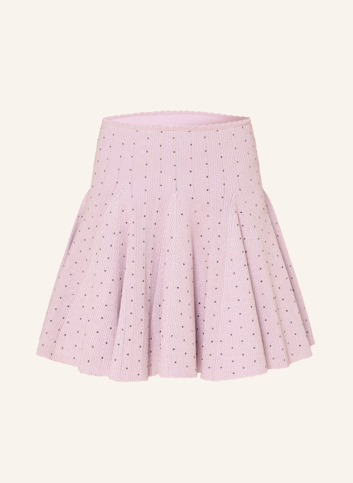 SANDRO Strickrock mit Schmucksteinen: ROSÉ