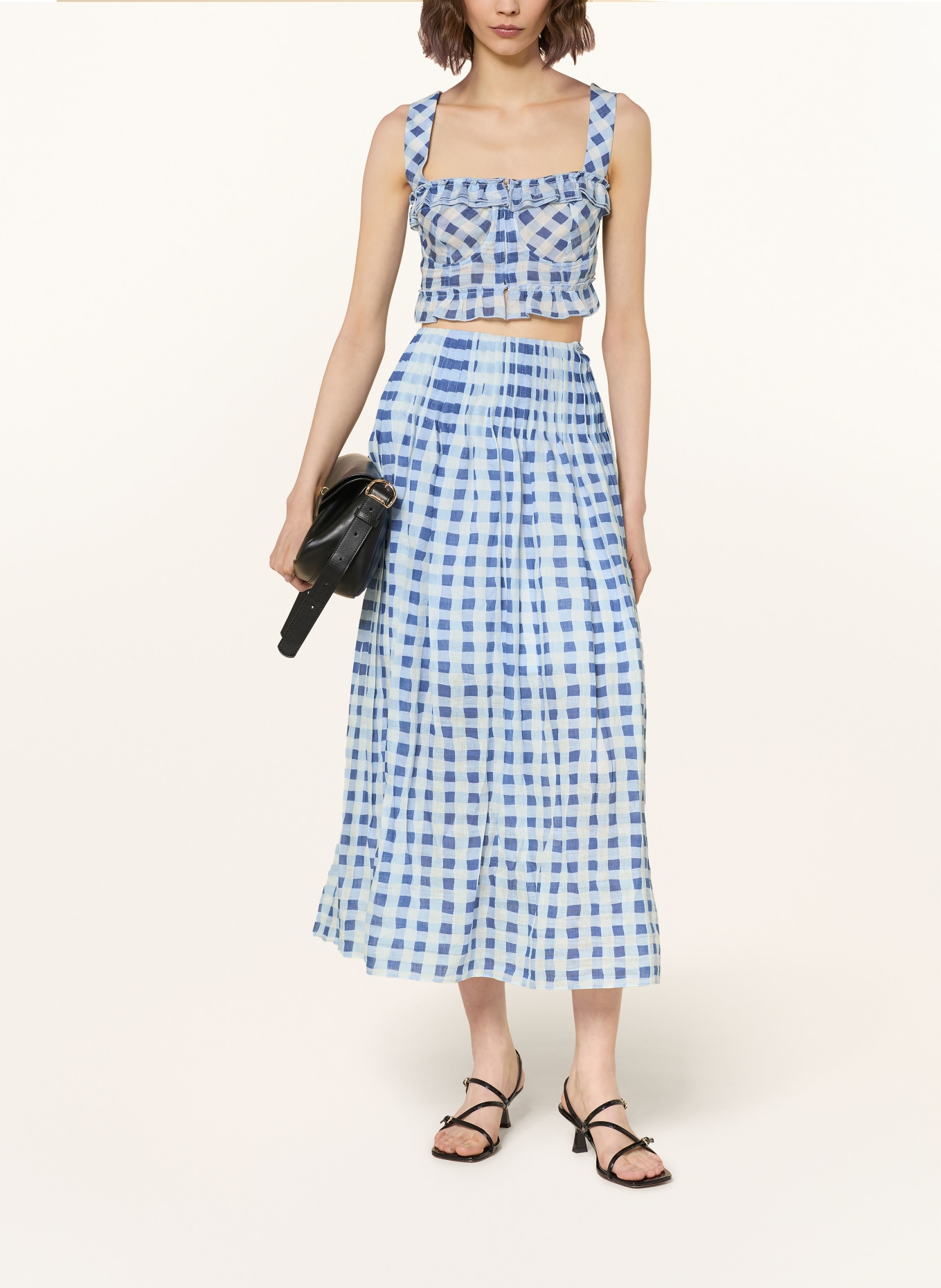 SANDRO Cropped-Top mit Rüschen: HELLBLAU / BLAU