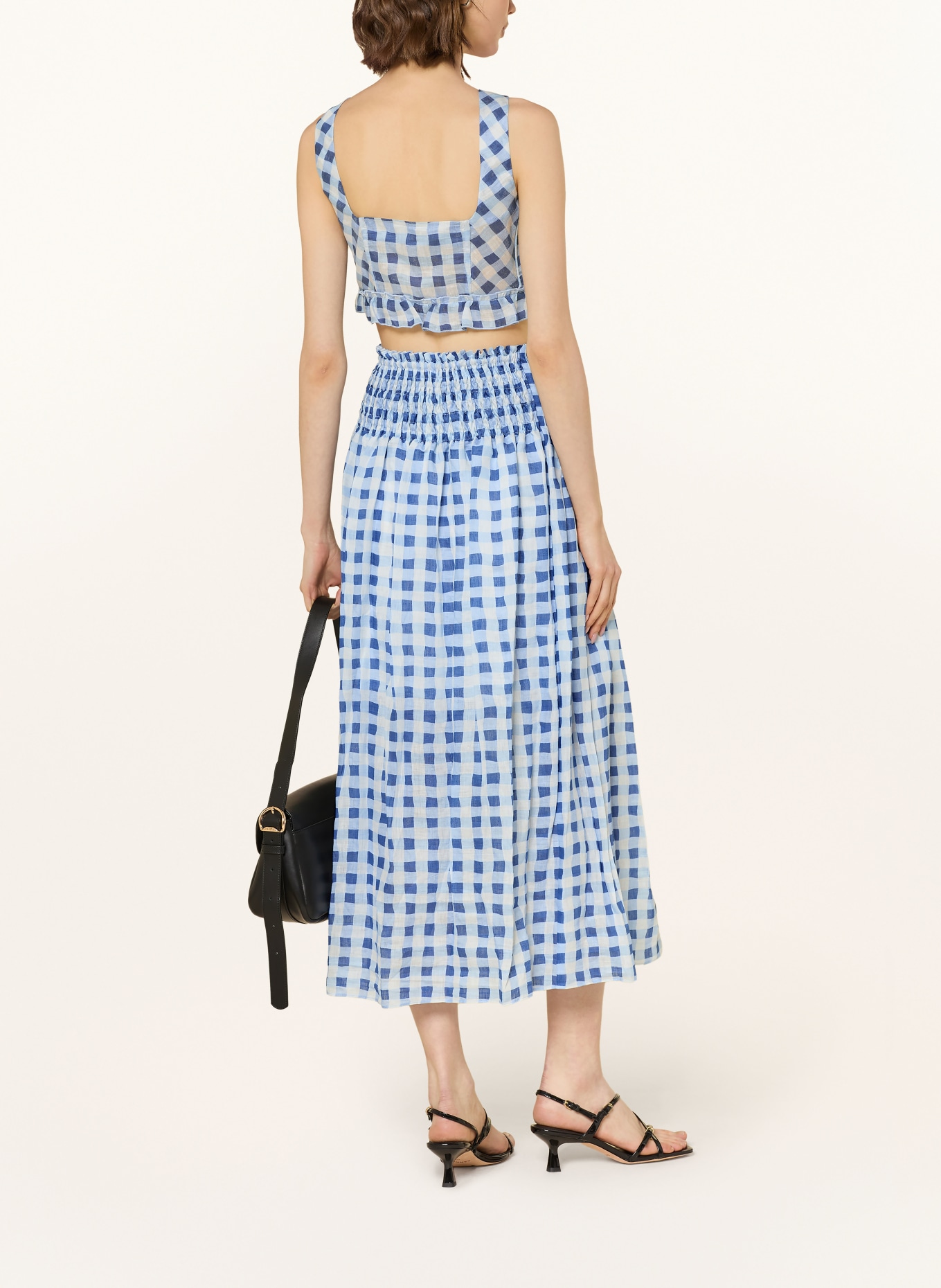 SANDRO Cropped-Top mit Rüschen: HELLBLAU / BLAU