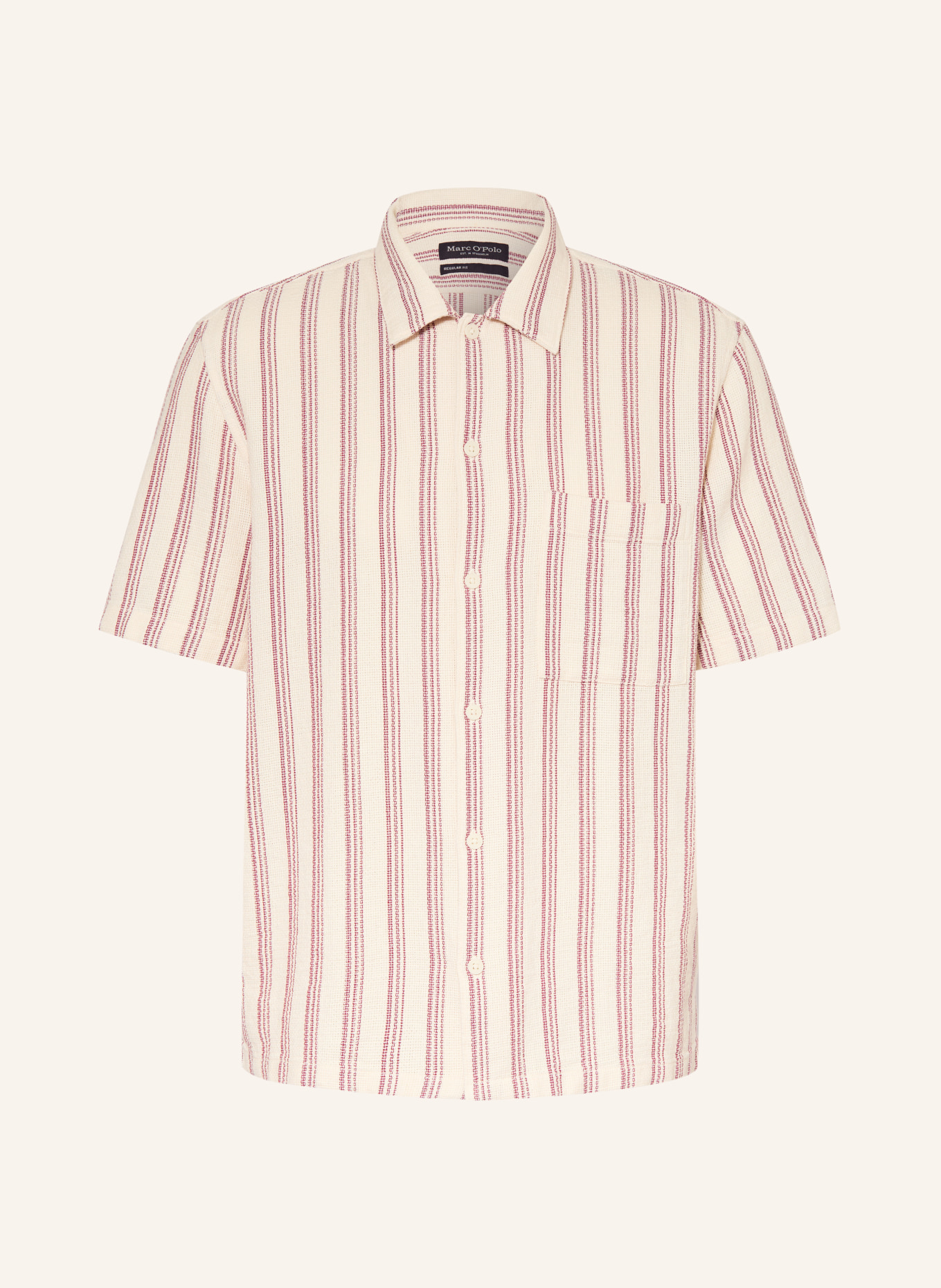Marc O'Polo Koszula z krótkim rękawem Regular Fit: KREMOWY / CIEMNOCZERWONY