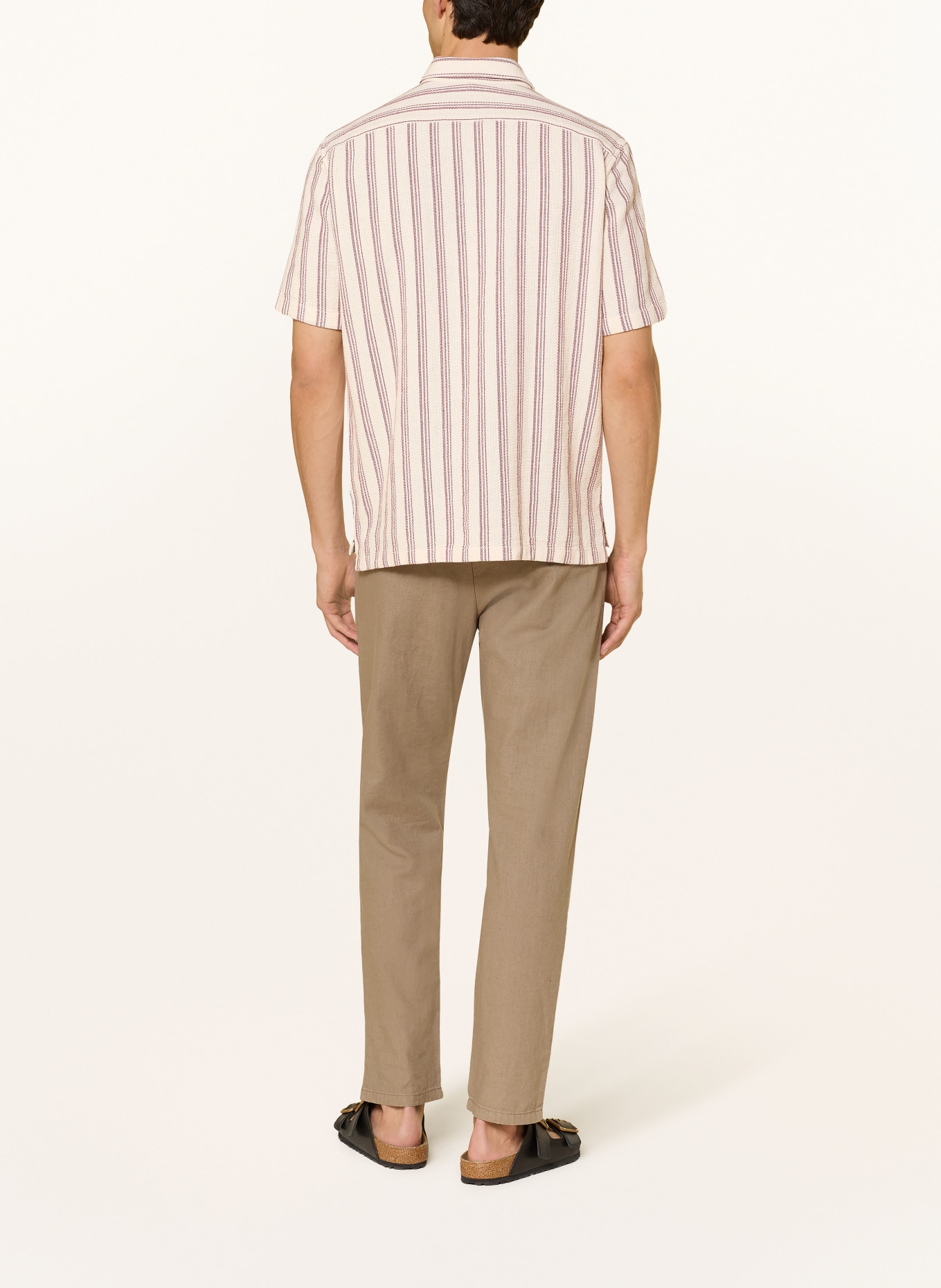 Marc O'Polo Koszula z krótkim rękawem Regular Fit: KREMOWY / CIEMNOCZERWONY