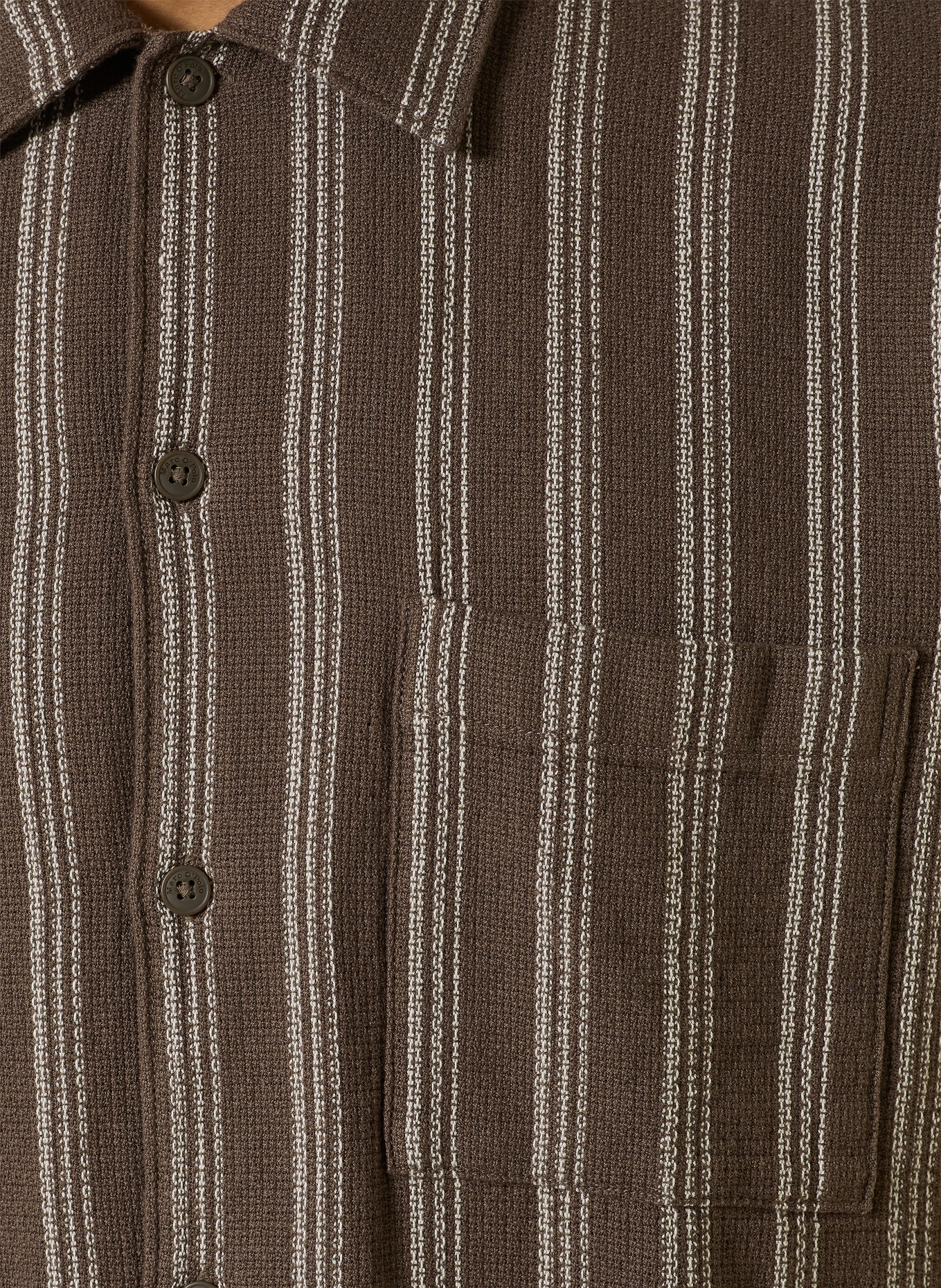 Marc O'Polo Chemise à manches courtes coupe classique: MARRON FONCÉ / BLANC