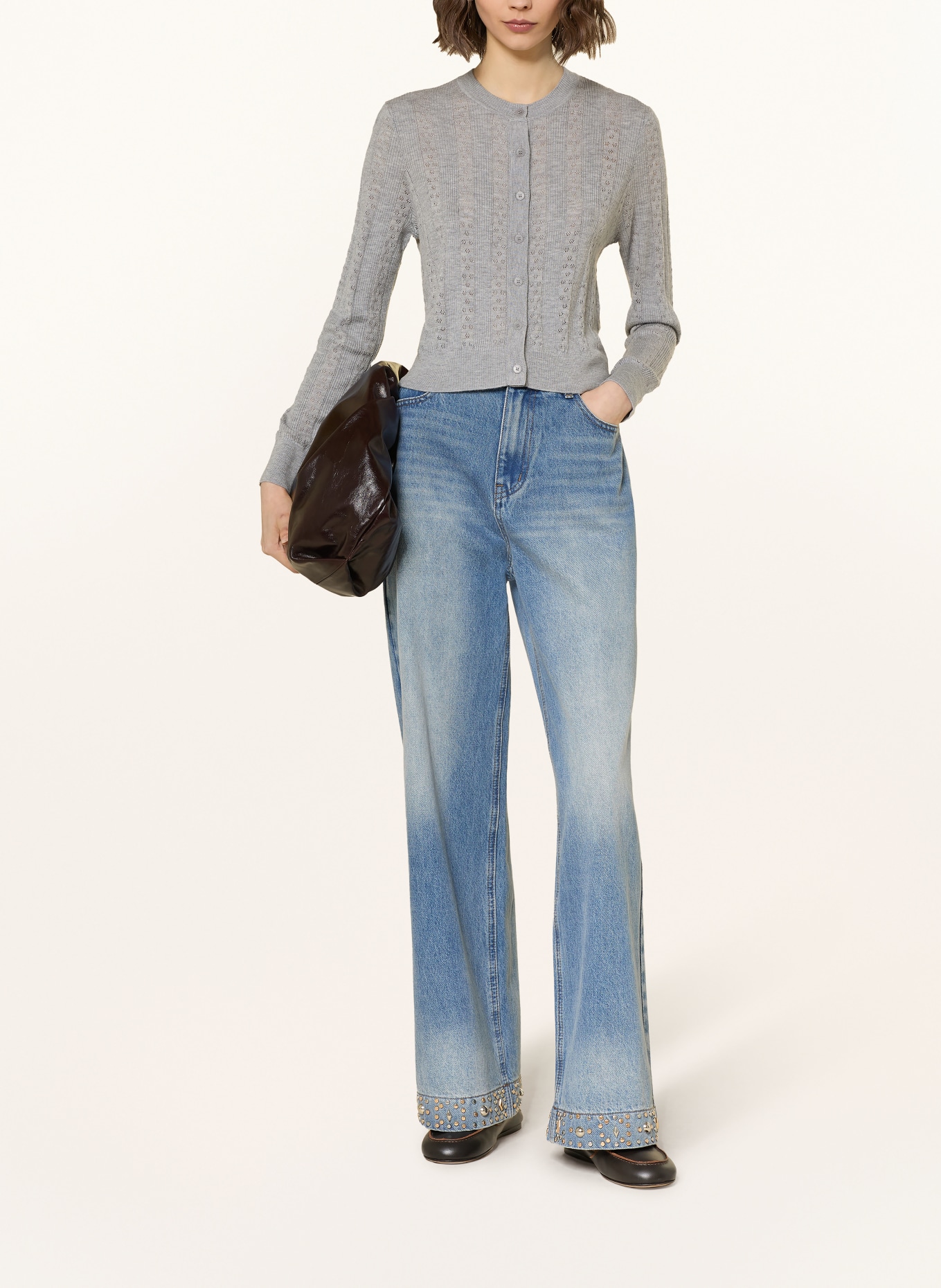 SANDRO Strickjacke: GRAU