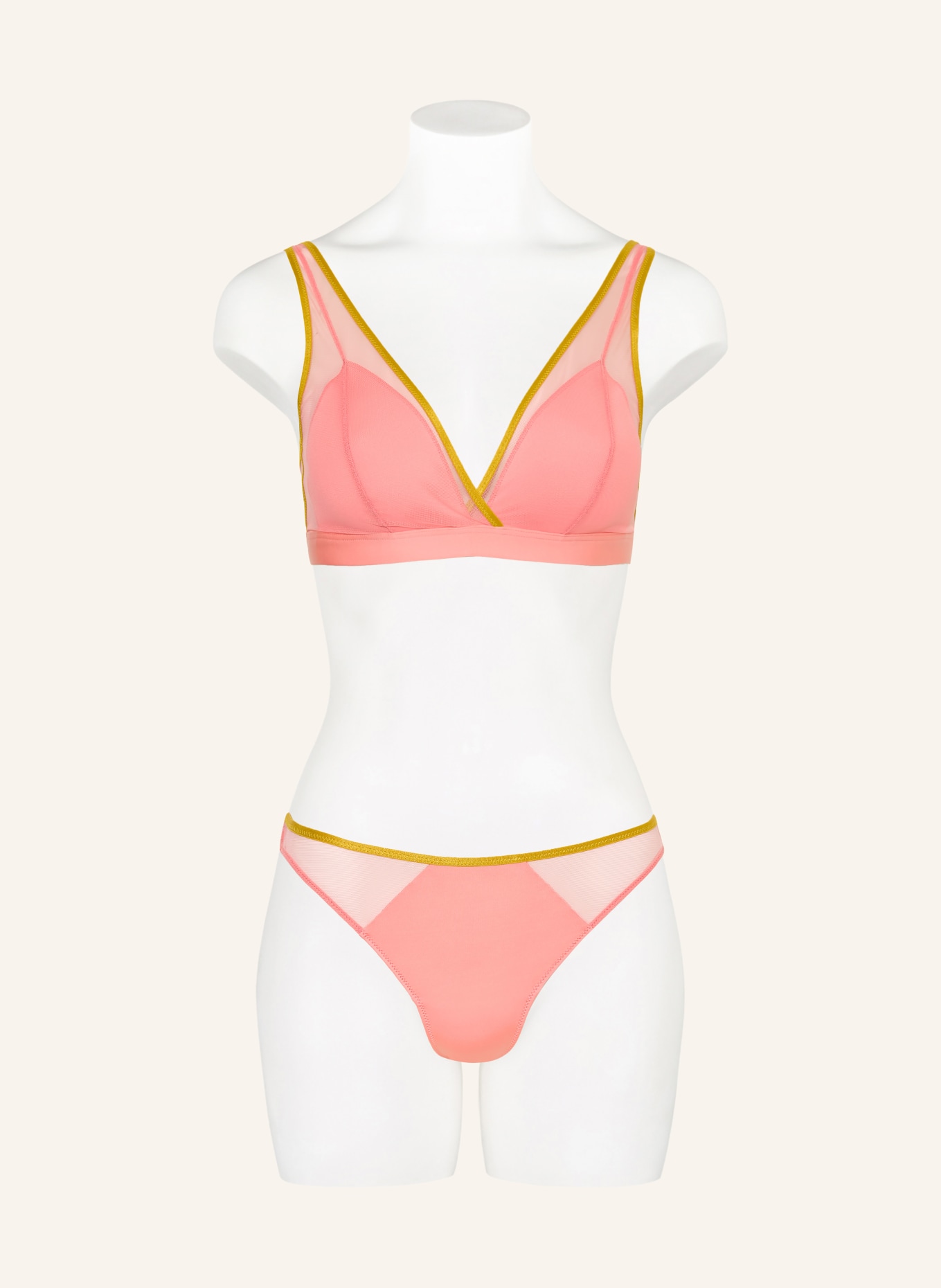 mey Trojúhelníková podprsenka řady POETRY ALMOST SHEER: LOSOSOVÁ / TMAVĚ ŽLUTÁ