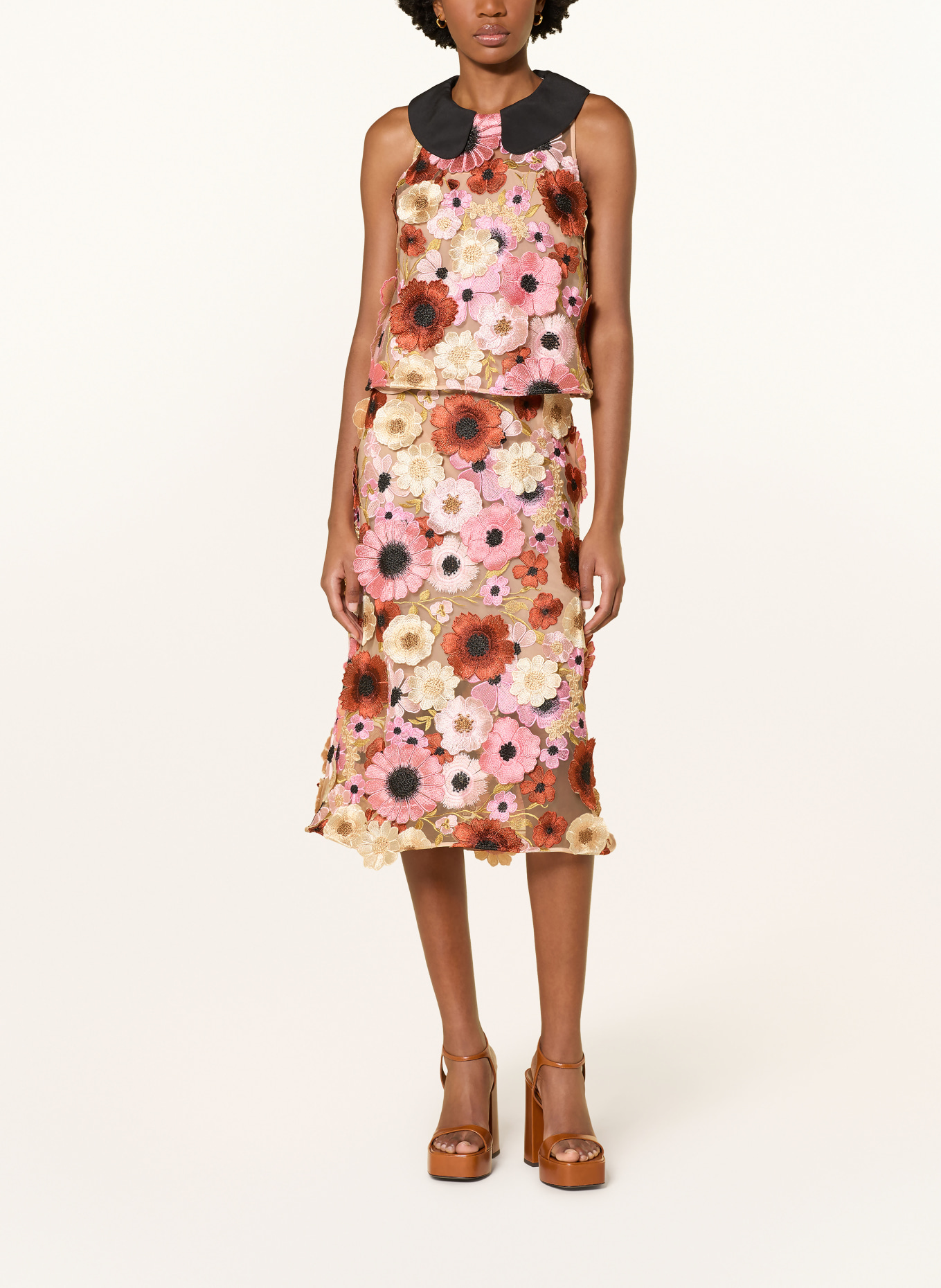 DOROTHEE SCHUMACHER Blusentop BLOOMING MEADOW mit Seide: BEIGE / BRAUN / ROSA