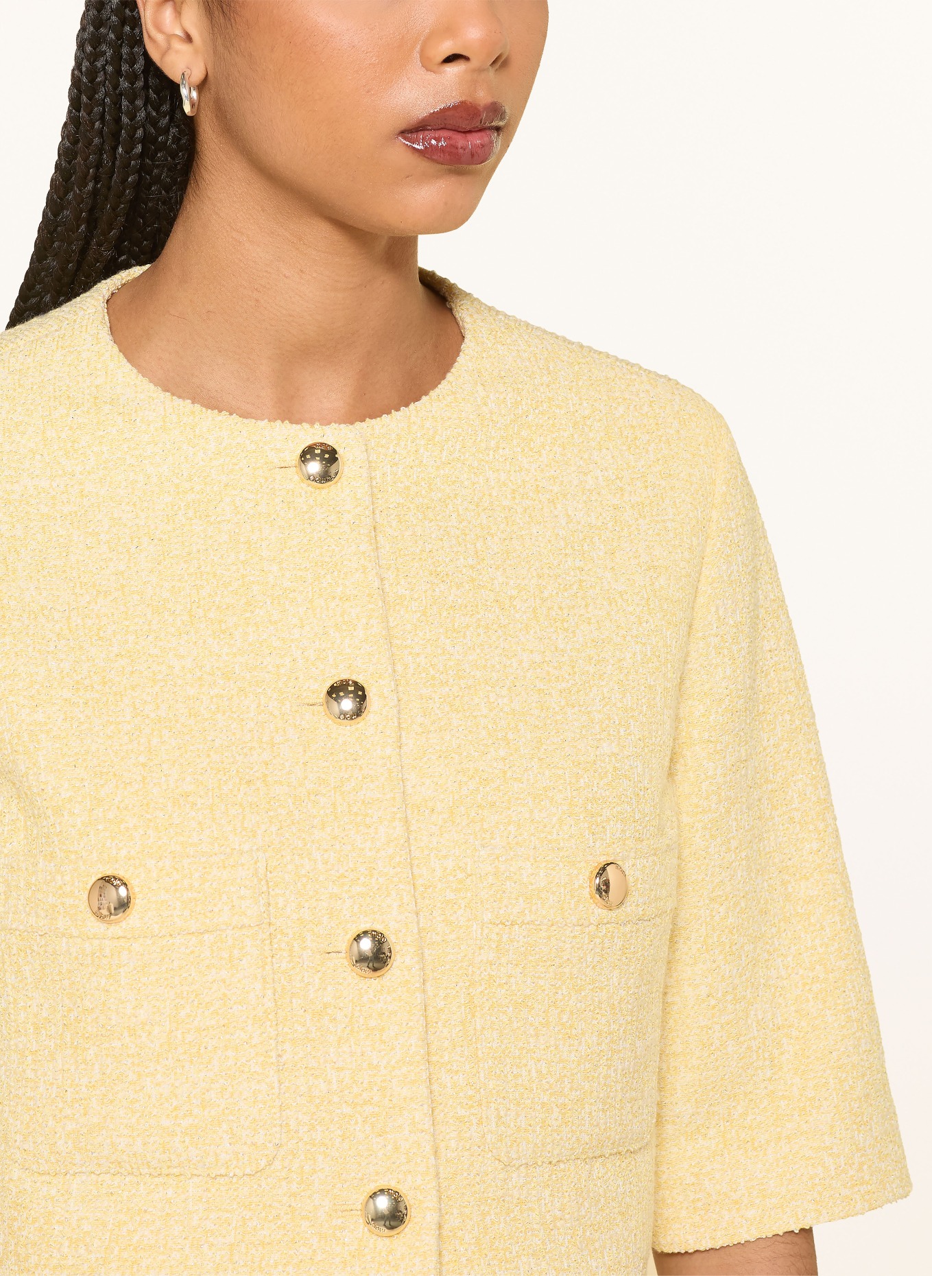 maje Kastenjacke aus Bouclé mit Glitzergarn: GELB